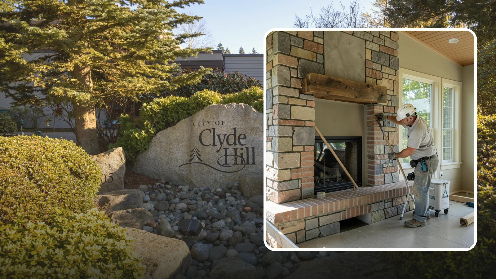 Stone Fireplace Installation in Clyde Hill, King County, WA - Full stone fireplace faces that bring natural texture and Northwest lodge character home.