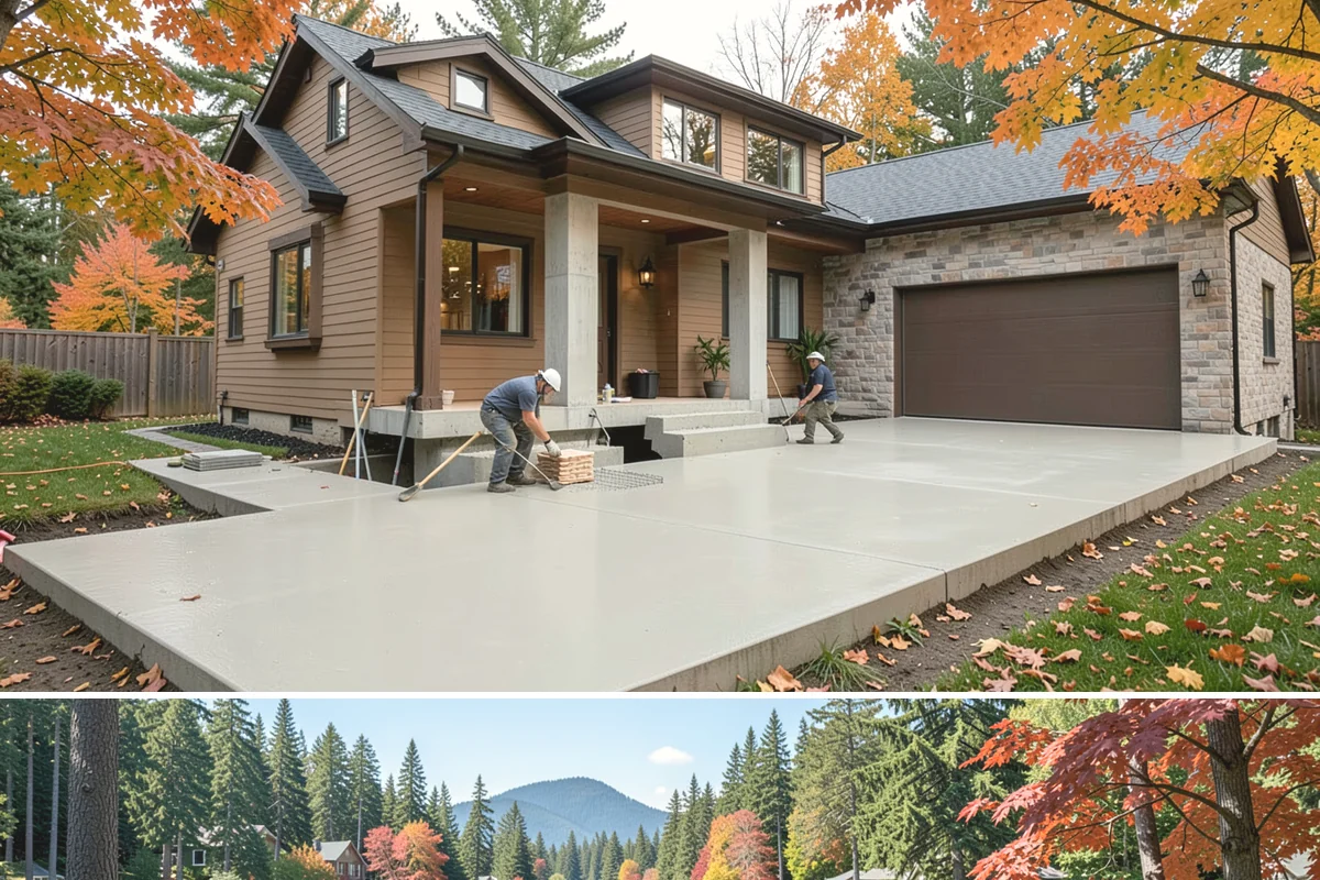 Stone Fireplace Installation in Covington, King County, WA - Interior stone fireplace work proceeds year-round, making it a rewarding project during the long rainy season.