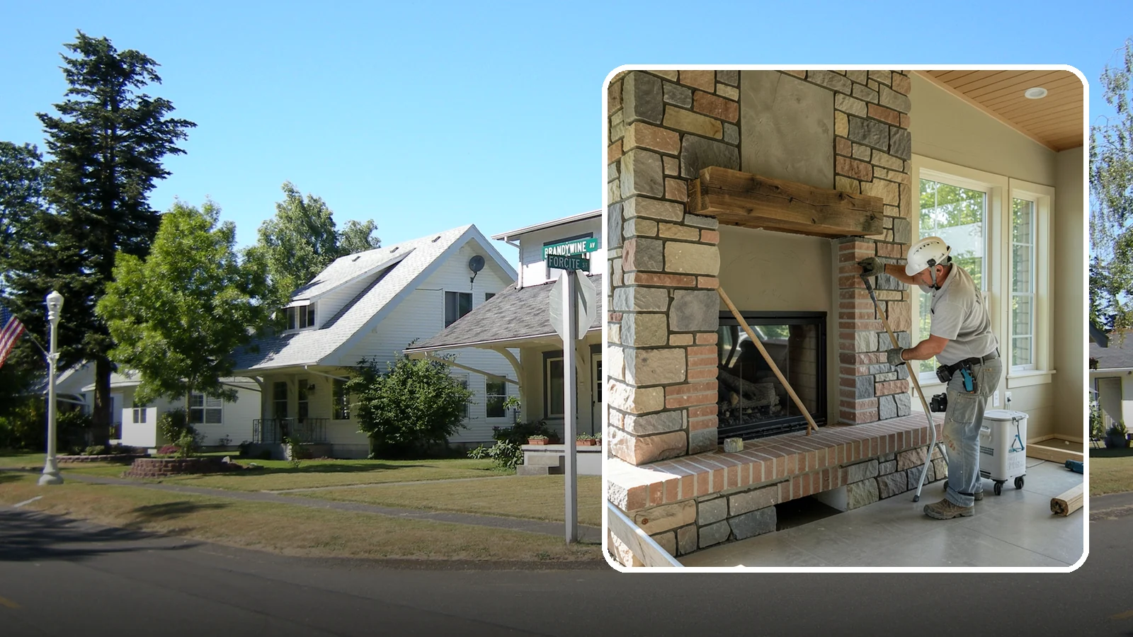 Stone Fireplace Installation in DuPont, Pierce County, WA - Full stone fireplace faces that bring natural texture and Northwest lodge character home.