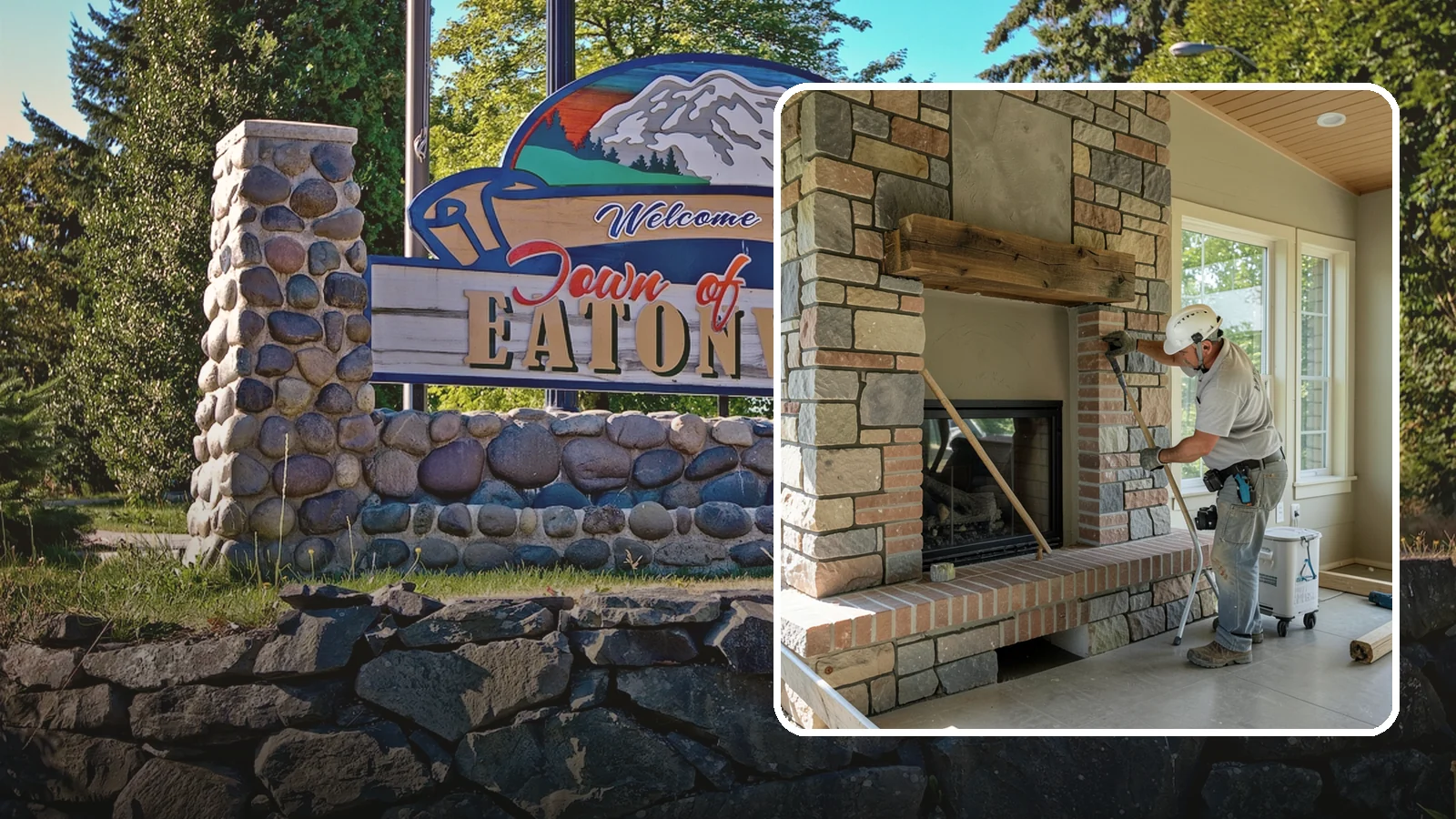 Stone Fireplace Installation in Eatonville, Pierce County, WA - Full stone fireplace faces that bring natural texture and Northwest lodge character home.