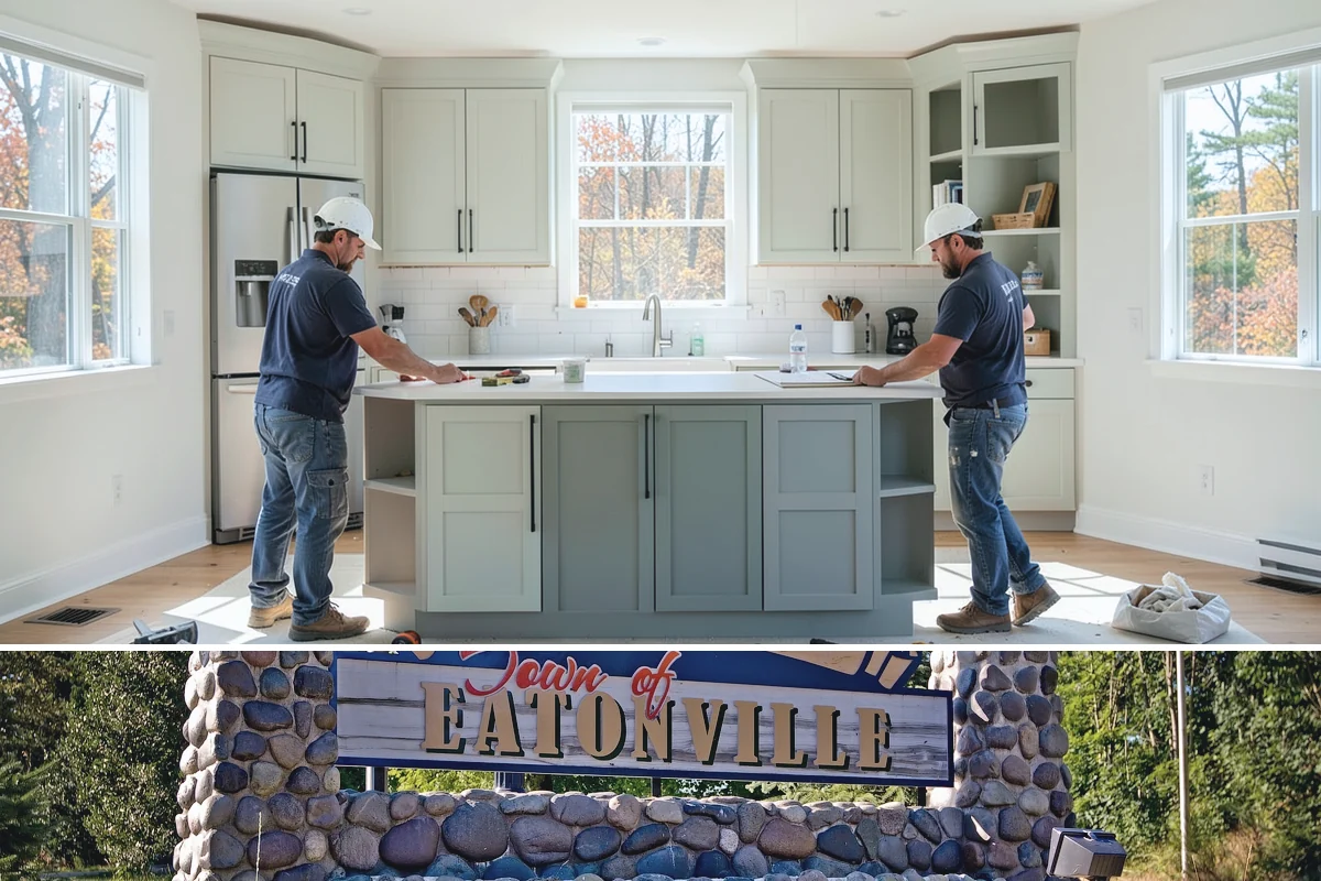 Stone Fireplace Installation in Eatonville, Pierce County, WA - Interior stone fireplace work proceeds year-round, making it a rewarding project during the long rainy season.