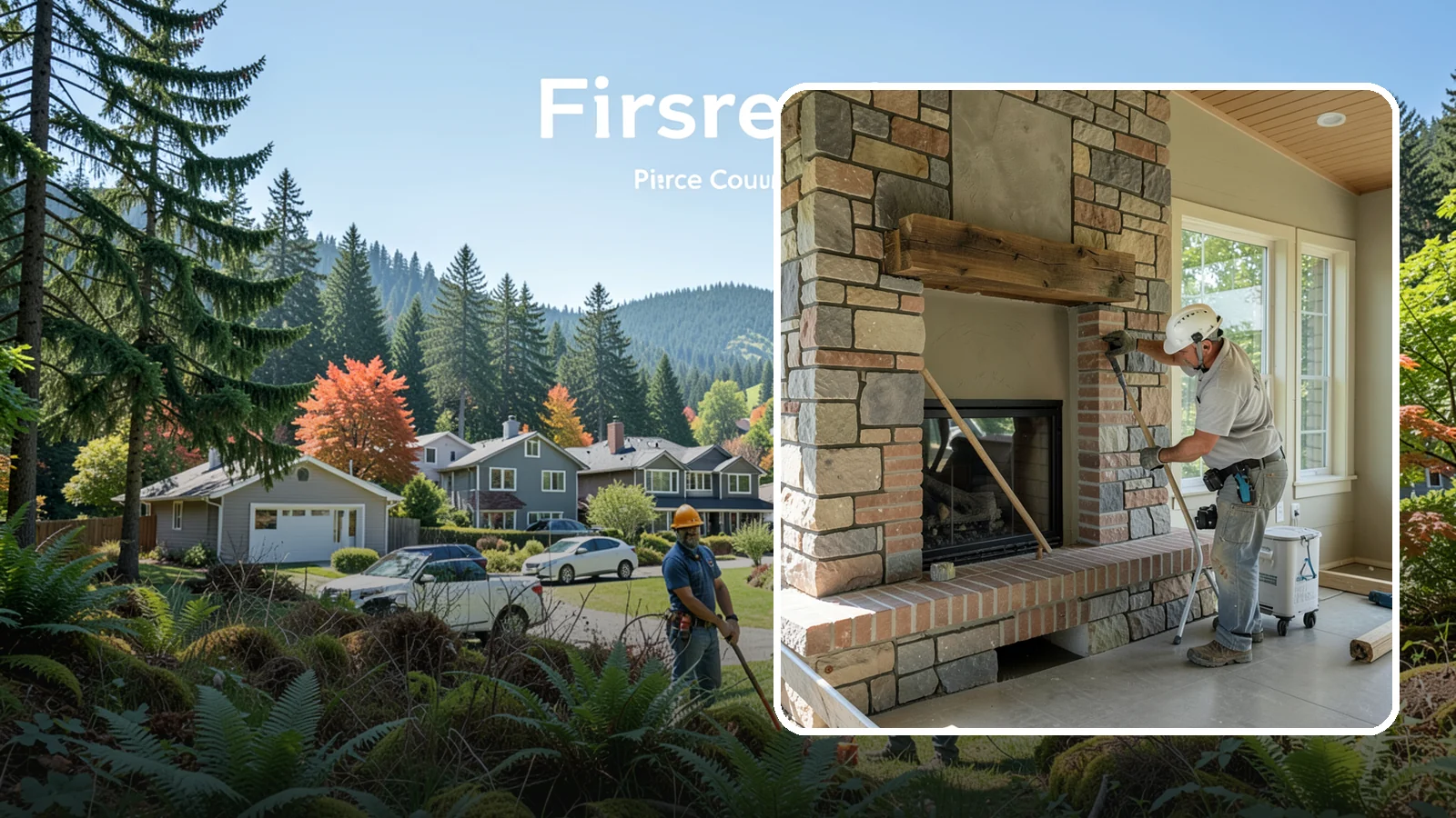 Stone Fireplace Installation in Fircrest, Pierce County, WA - Full stone fireplace faces that bring natural texture and Northwest lodge character home.