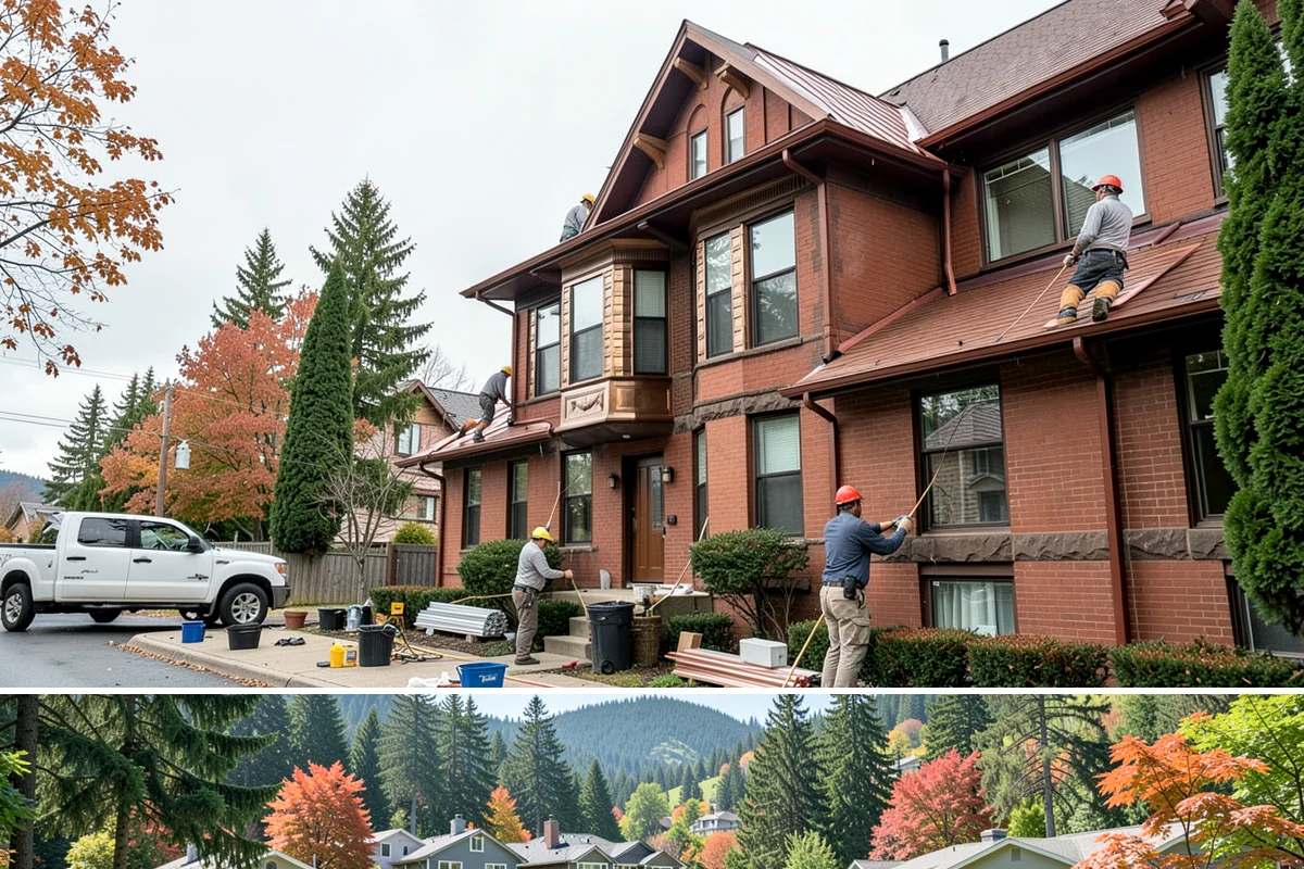 Stone Fireplace Installation in Fircrest, Pierce County, WA - Interior stone fireplace work proceeds year-round, making it a rewarding project during the long rainy season.