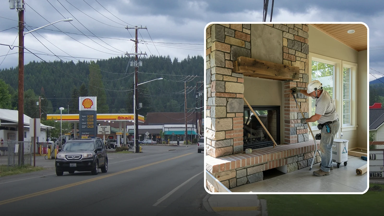 Stone Fireplace Installation in Granite Falls, Snohomish County, WA - Full stone fireplace faces that bring natural texture and Northwest lodge character home.