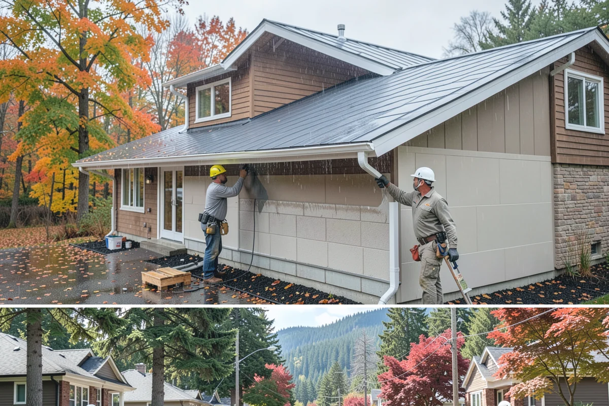Stone Fireplace Installation in Hunts Point, King County, WA - Interior stone fireplace work proceeds year-round, making it a rewarding project during the long rainy season.