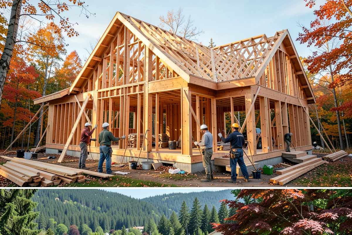 Stone Fireplace Installation in Index, Snohomish County, WA - Interior stone fireplace work proceeds year-round, making it a rewarding project during the long rainy season.