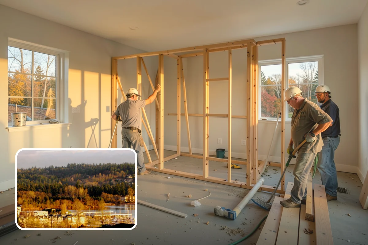 Stone Fireplace Installation in Kenmore, King County, WA - Natural texture that suits Northwest homes