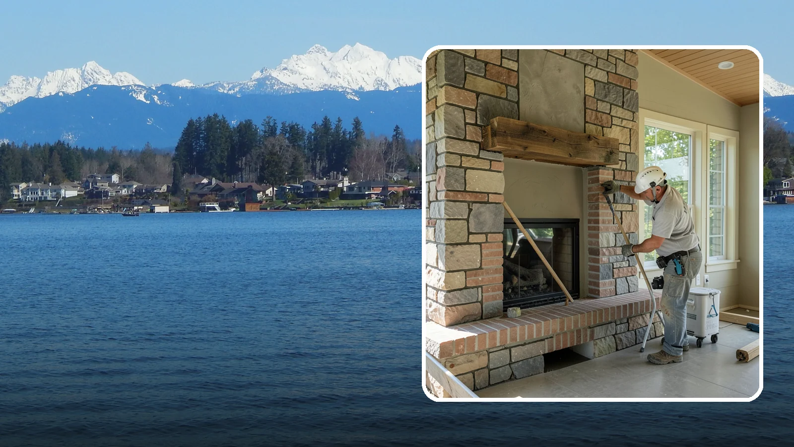 Stone Fireplace Installation in Lake Stevens, Snohomish County, WA - Full stone fireplace faces that bring natural texture and Northwest lodge character home.