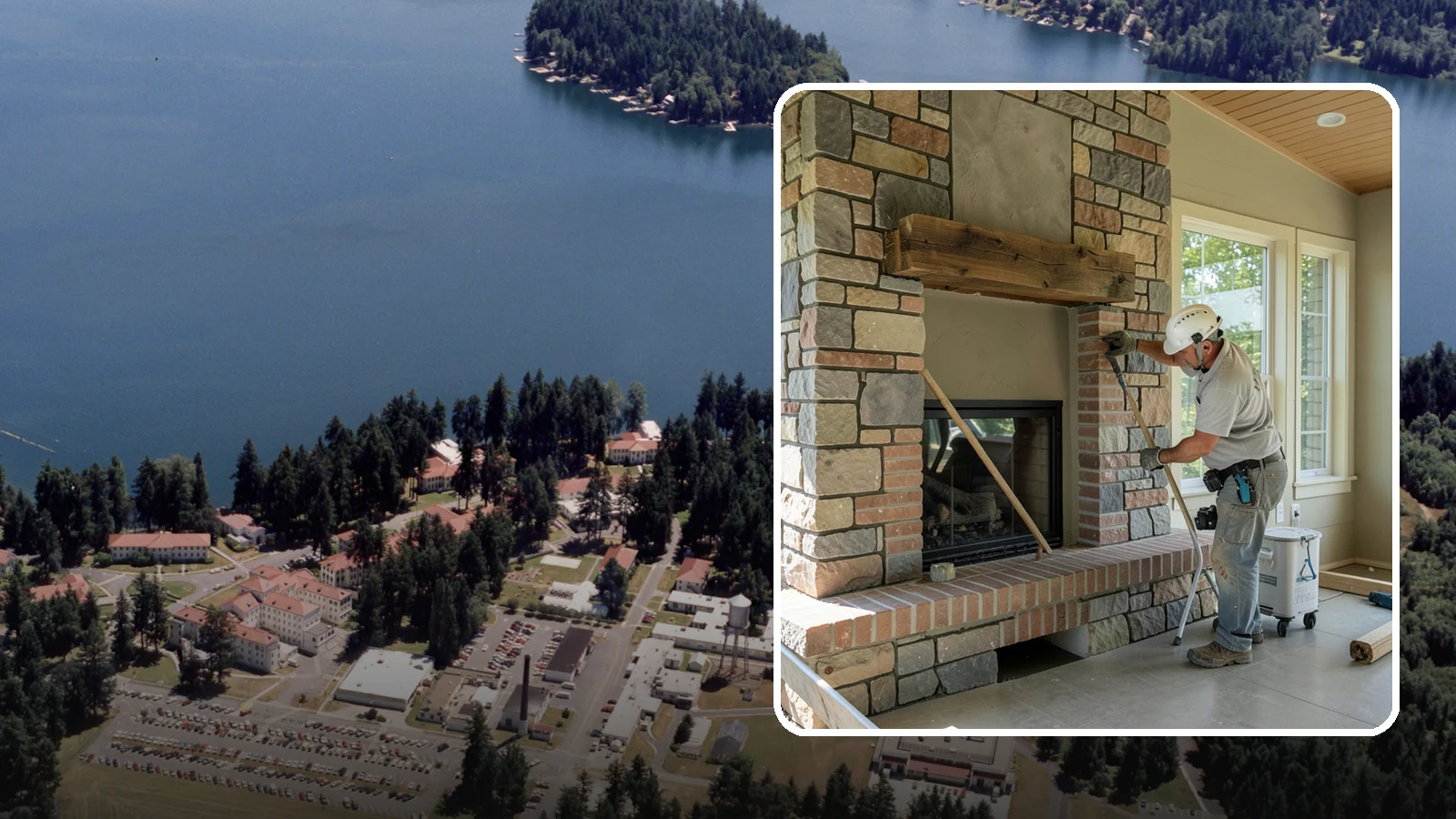 Stone Fireplace Installation in Lakewood, Pierce County, WA - Full stone fireplace faces that bring natural texture and Northwest lodge character home.