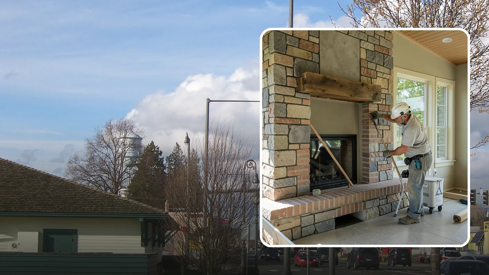 Stone Fireplace Installation in Marysville, Snohomish County, WA - Full stone fireplace faces that bring natural texture and Northwest lodge character home.