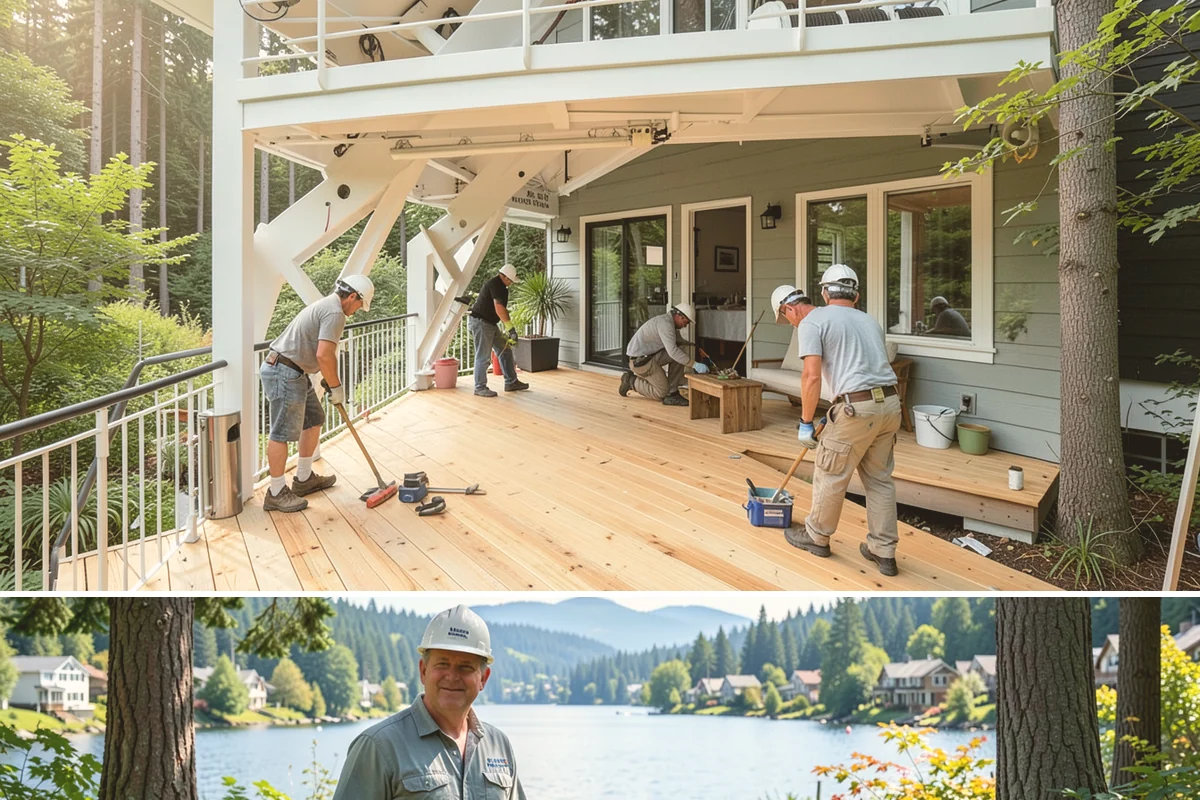 Stone Fireplace Installation in Milton, King County, WA - Interior stone fireplace work proceeds year-round, making it a rewarding project during the long rainy season.
