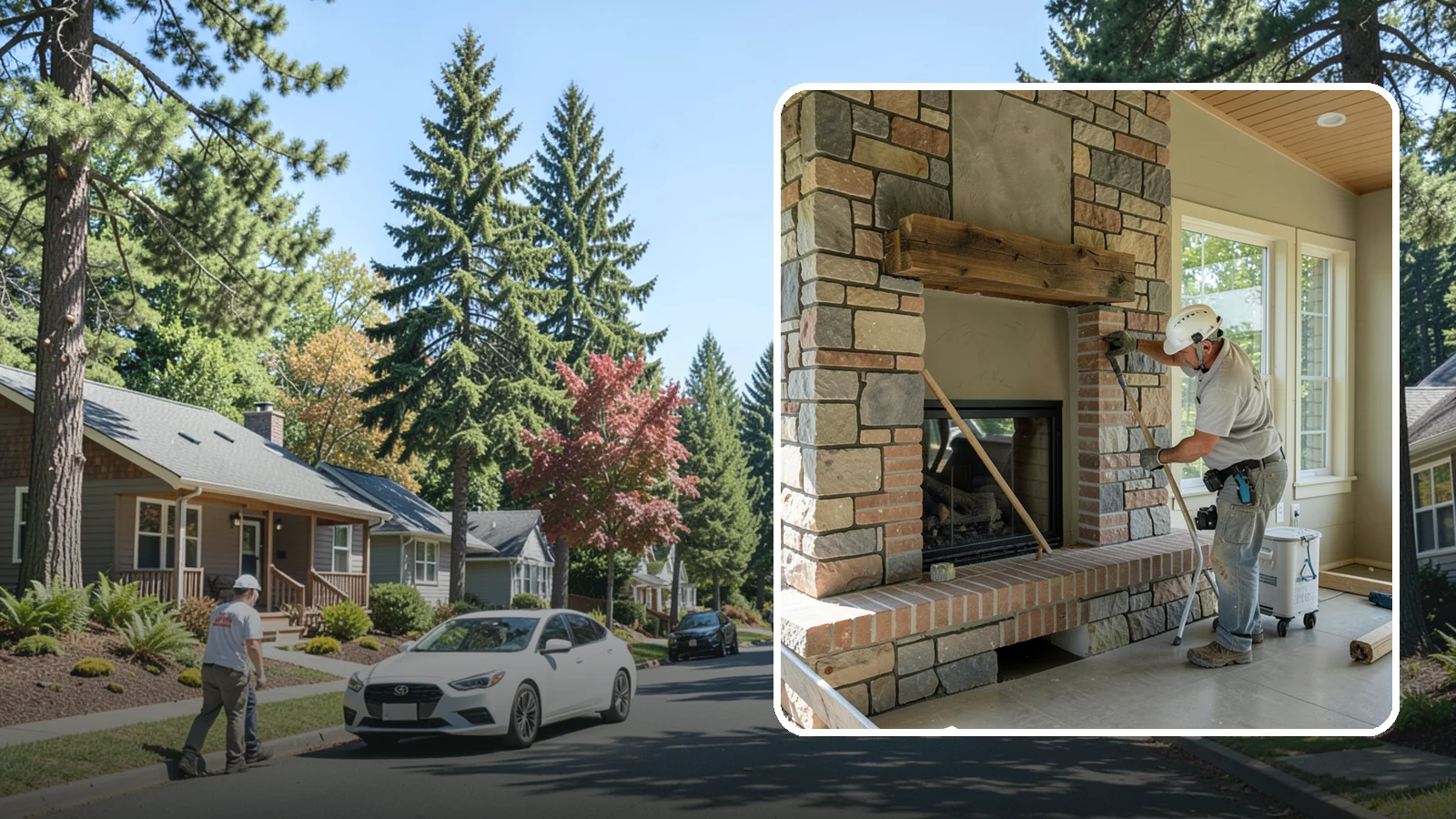Stone Fireplace Installation in Orting, Pierce County, WA - Full stone fireplace faces that bring natural texture and Northwest lodge character home.