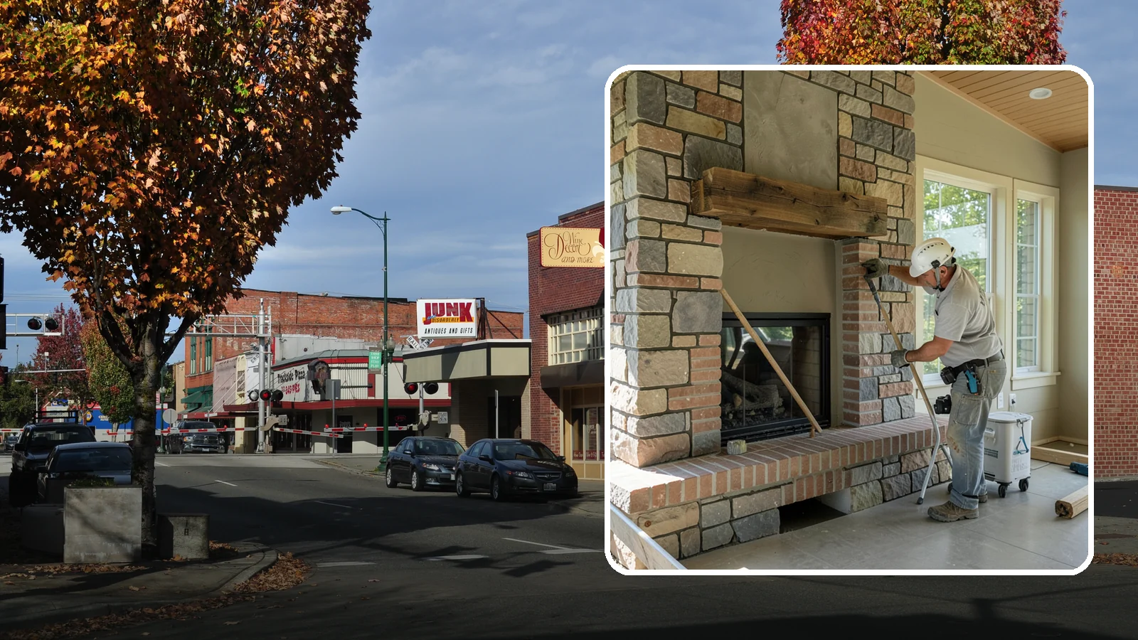 Stone Fireplace Installation in Puyallup, Pierce County, WA - Full stone fireplace faces that bring natural texture and Northwest lodge character home.