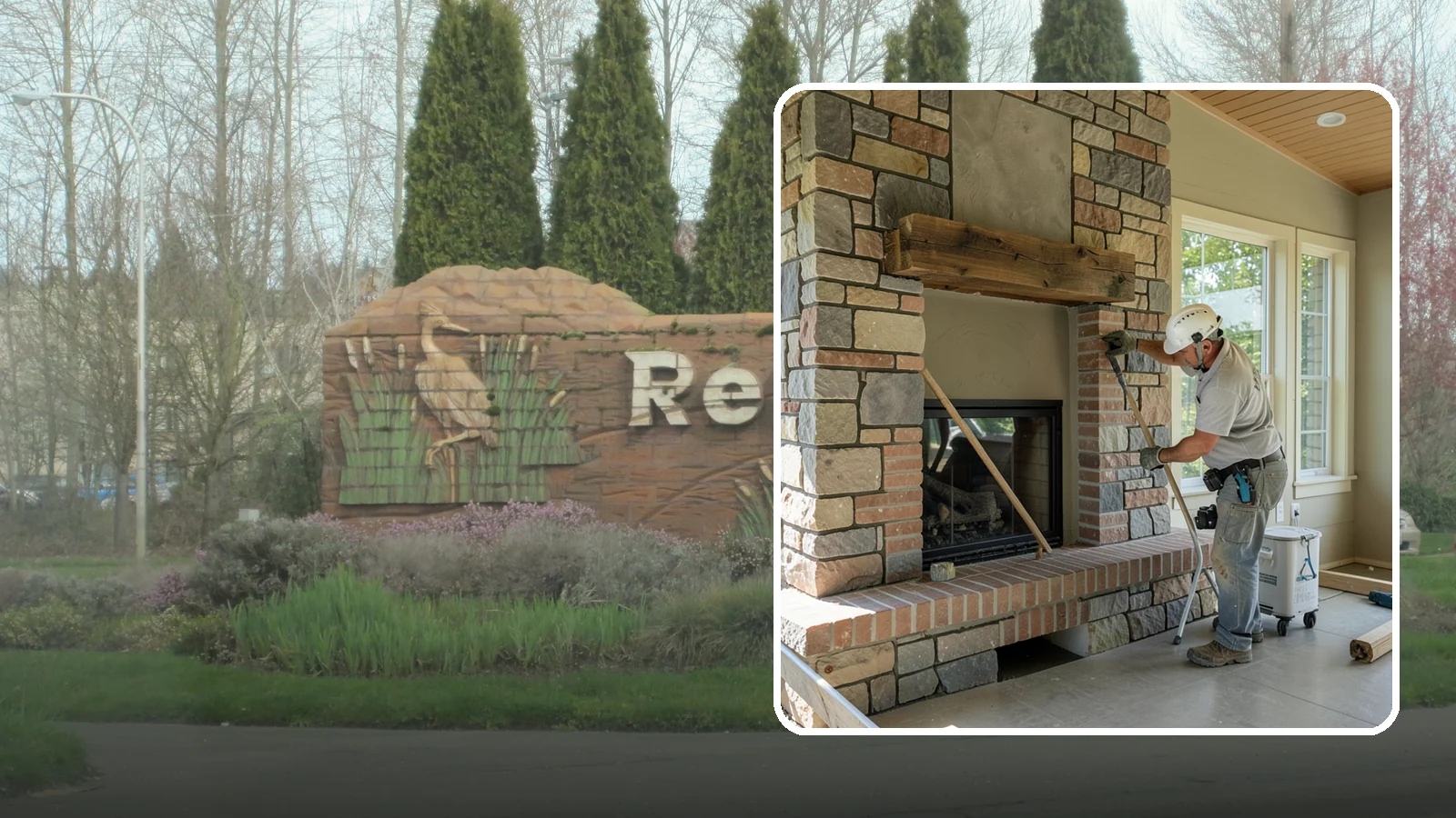 Stone Fireplace Installation in Renton, King County, WA - Full stone fireplace faces that bring natural texture and Northwest lodge character home.