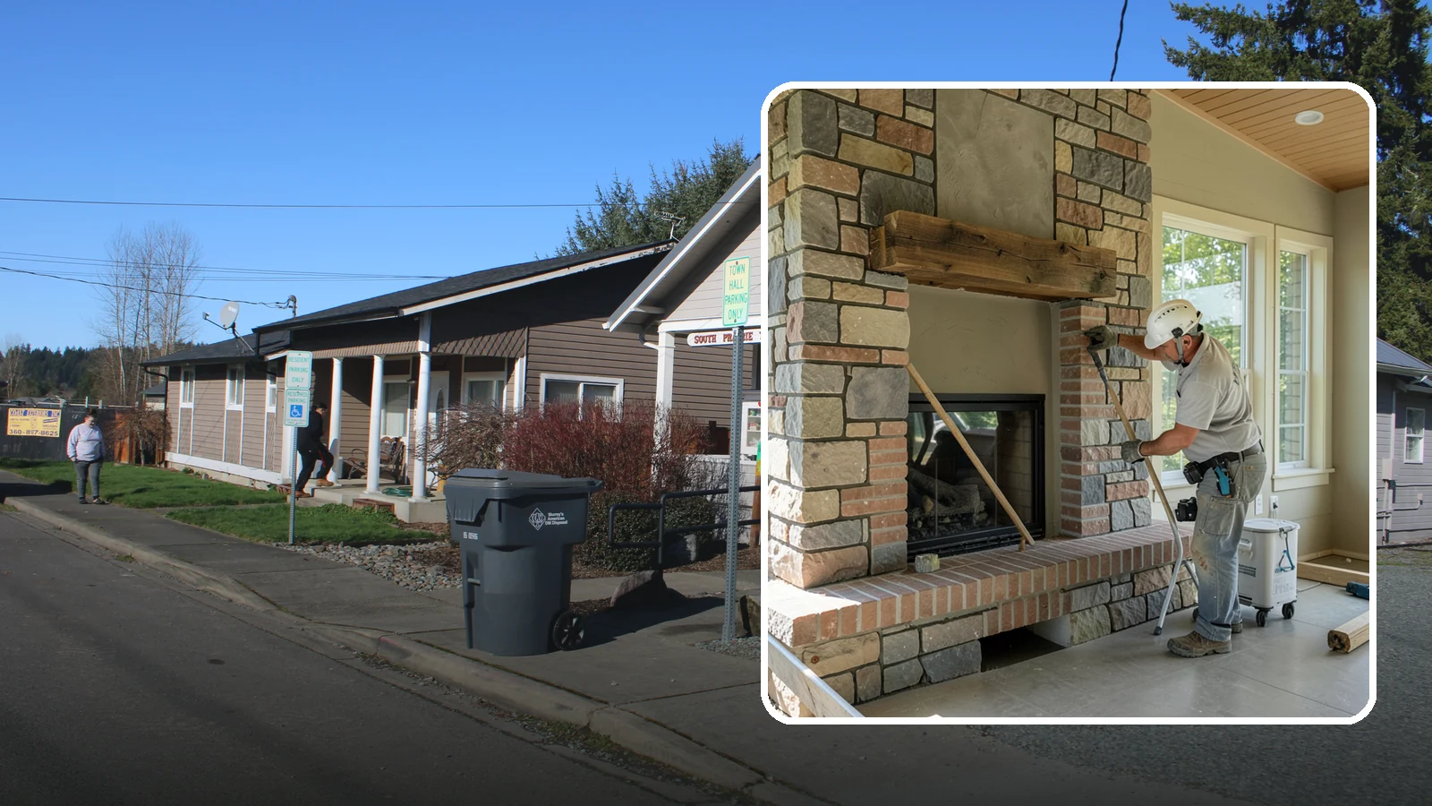 Stone Fireplace Installation in South Prairie, Pierce County, WA - Full stone fireplace faces that bring natural texture and Northwest lodge character home.