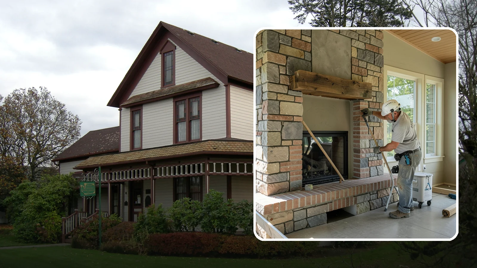 Stone Fireplace Installation in Sumner, Pierce County, WA - Full stone fireplace faces that bring natural texture and Northwest lodge character home.