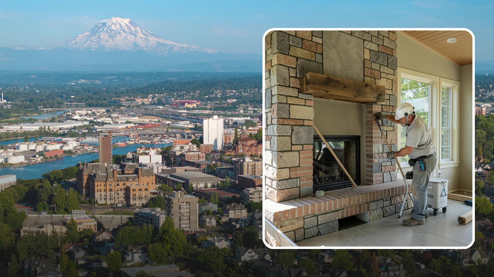 Stone Fireplace Installation in Tacoma, Pierce County, WA - Full stone fireplace faces that bring natural texture and Northwest lodge character home.