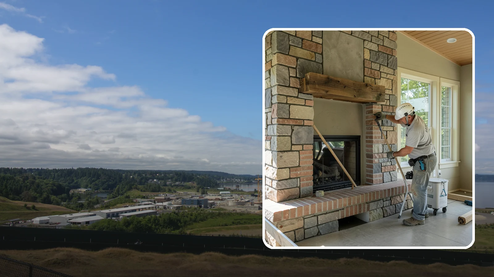 Stone Fireplace Installation in University Place, Pierce County, WA - Full stone fireplace faces that bring natural texture and Northwest lodge character home.