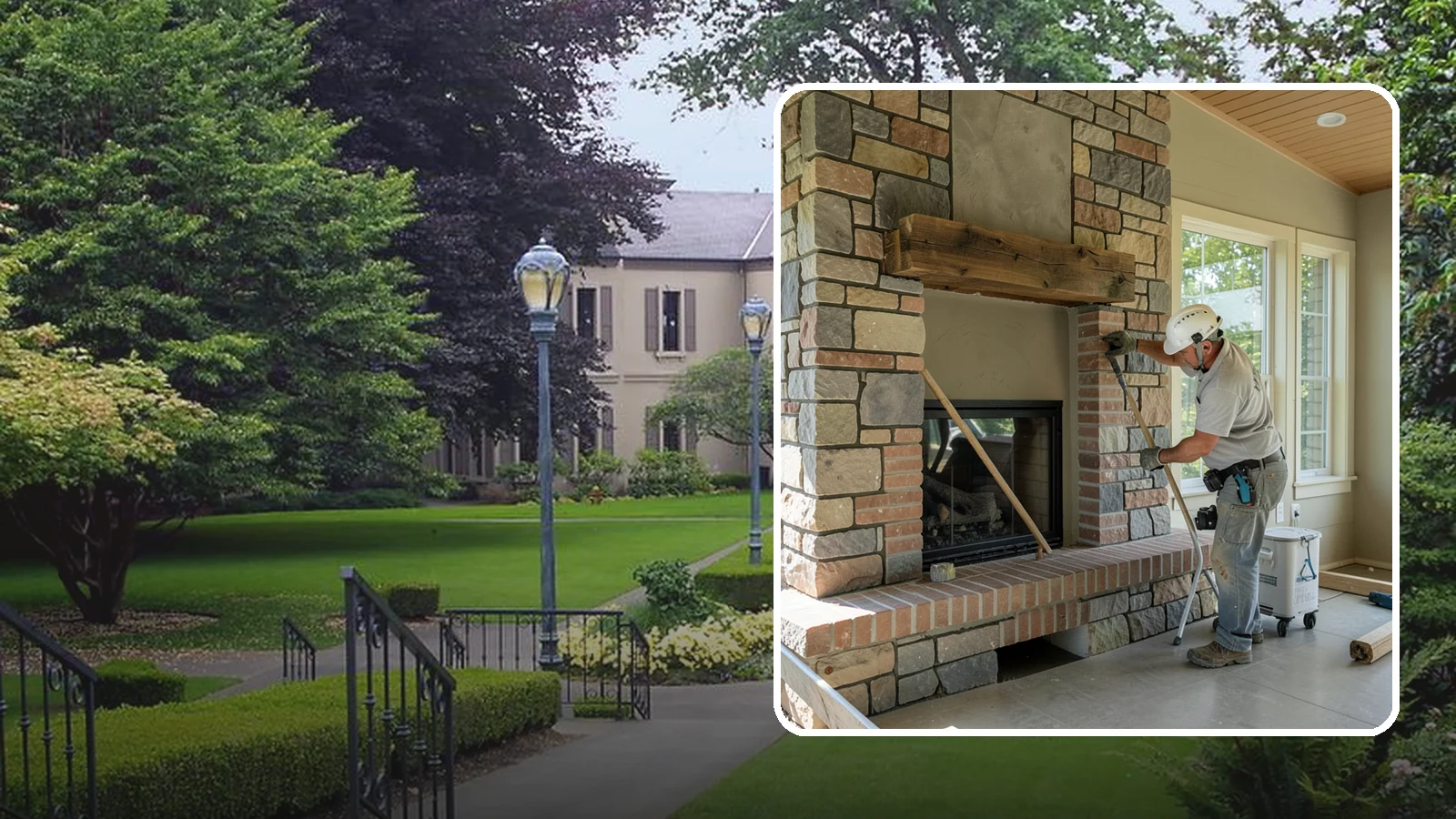Stone Fireplace Installation in Woodinville, King County, WA - Full stone fireplace faces that bring natural texture and Northwest lodge character home.