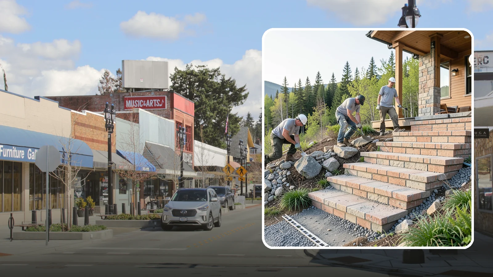 Stone Steps Construction in Bothell, King County, WA - Setting natural stone steps that bring rugged Northwest character and lasting strength to your landscape or entry.