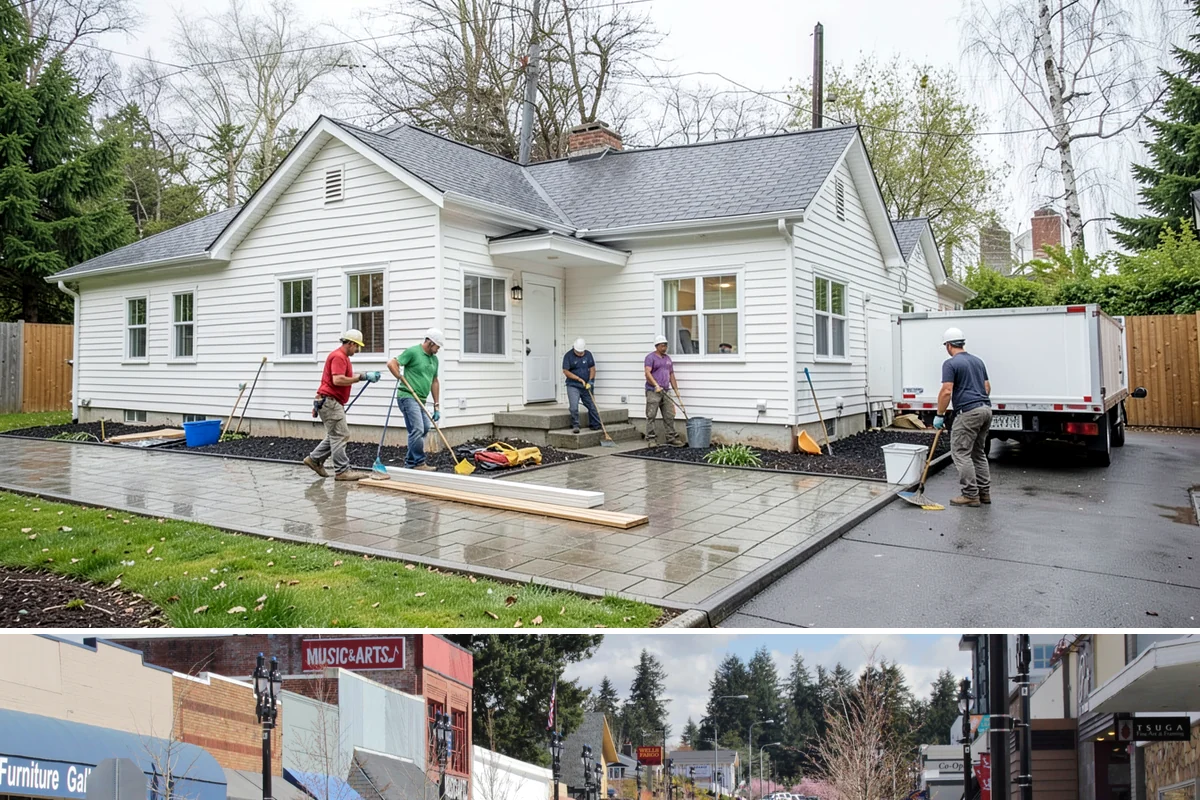 Stone Steps Construction in Bothell, King County, WA - Dry summer and early-fall conditions make excavation and stone setting most efficient.