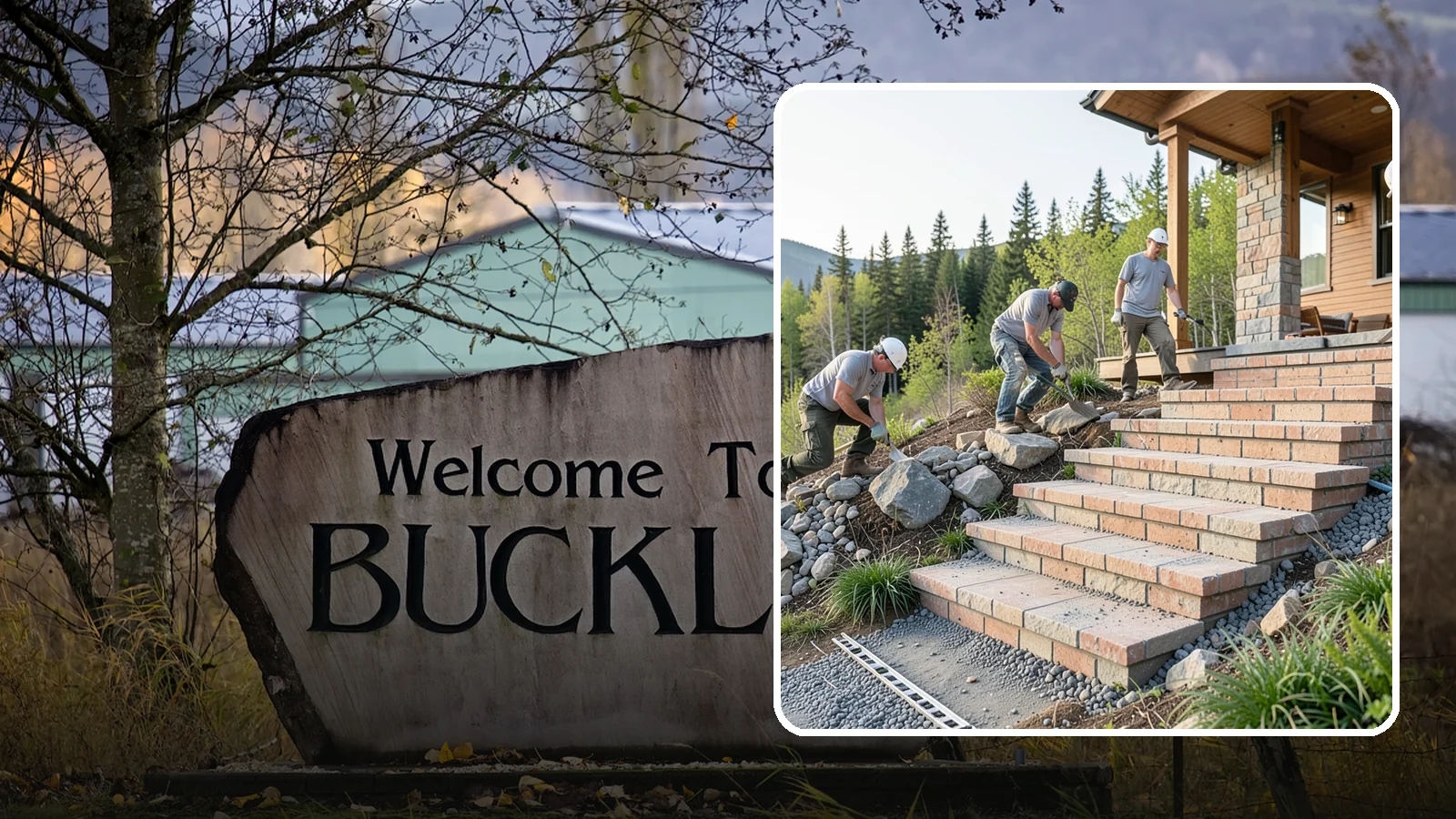 Stone Steps Construction in Buckley, Pierce County, WA - Setting natural stone steps that bring rugged Northwest character and lasting strength to your landscape or entry.