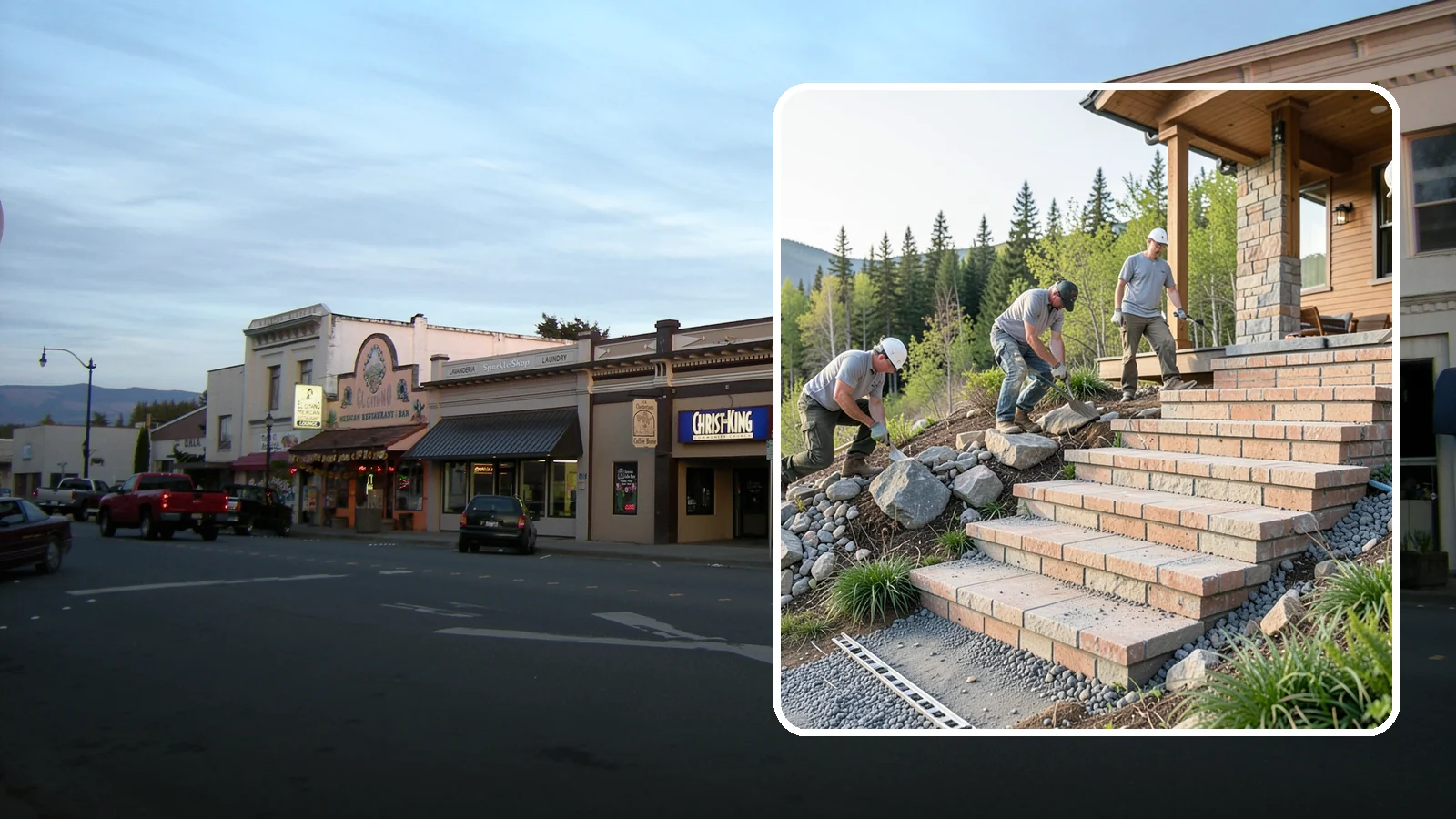 Stone Steps Construction in Burlington, Skagit County, WA - Setting natural stone steps that bring rugged Northwest character and lasting strength to your landscape or entry.