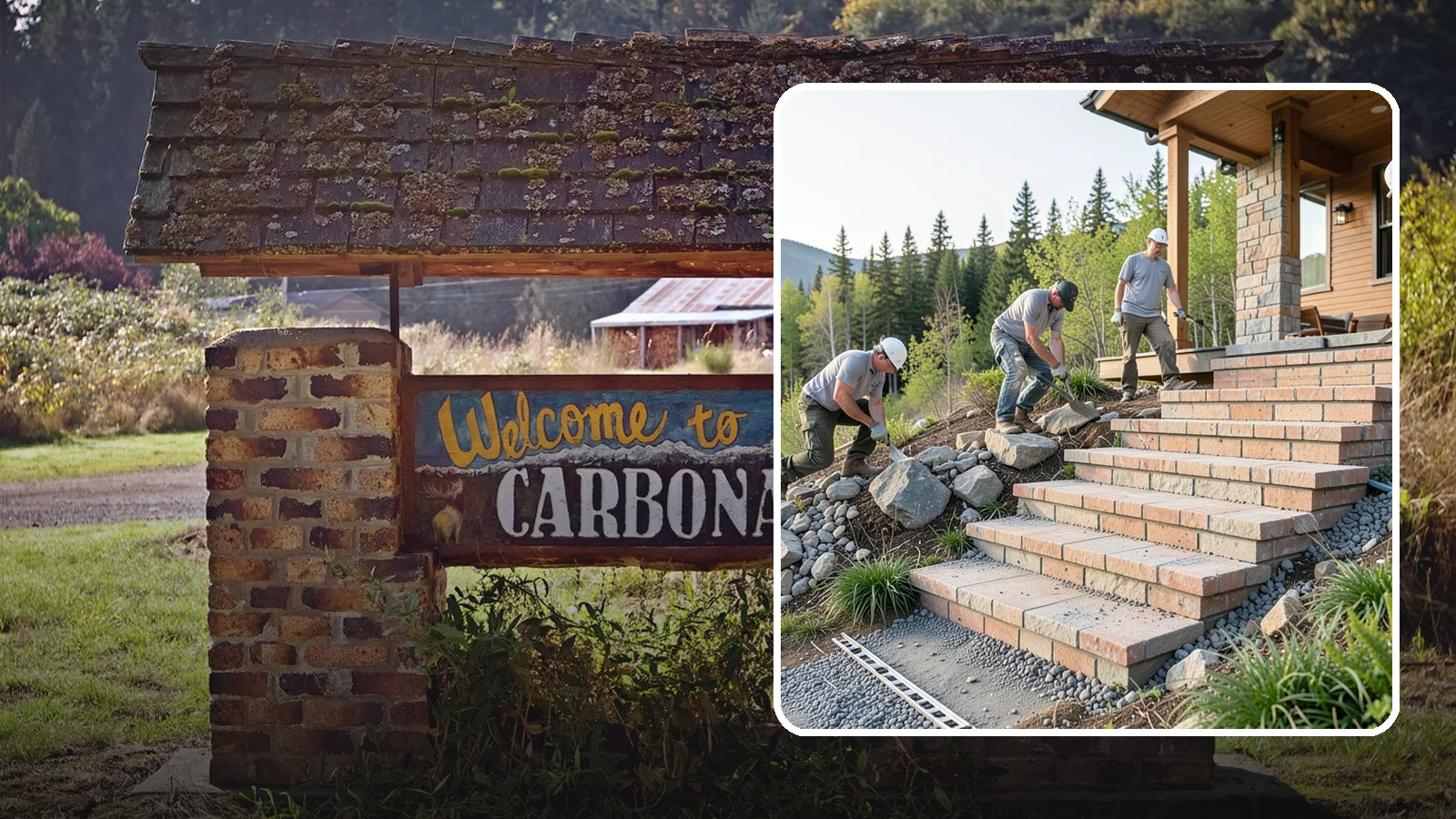 Stone Steps Construction in Carbonado, Pierce County, WA - Setting natural stone steps that bring rugged Northwest character and lasting strength to your landscape or entry.