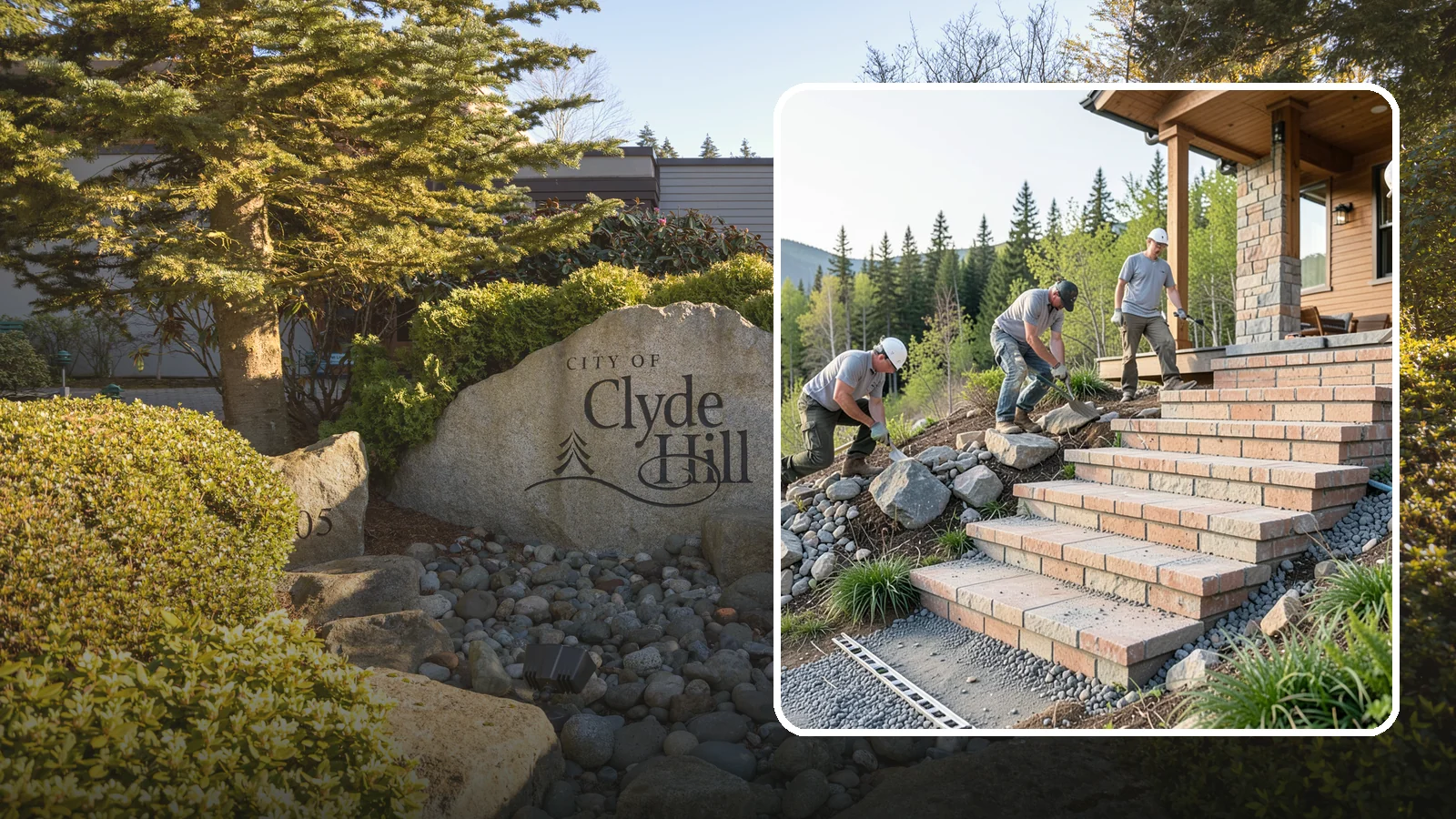 Stone Steps Construction in Clyde Hill, King County, WA - Setting natural stone steps that bring rugged Northwest character and lasting strength to your landscape or entry.