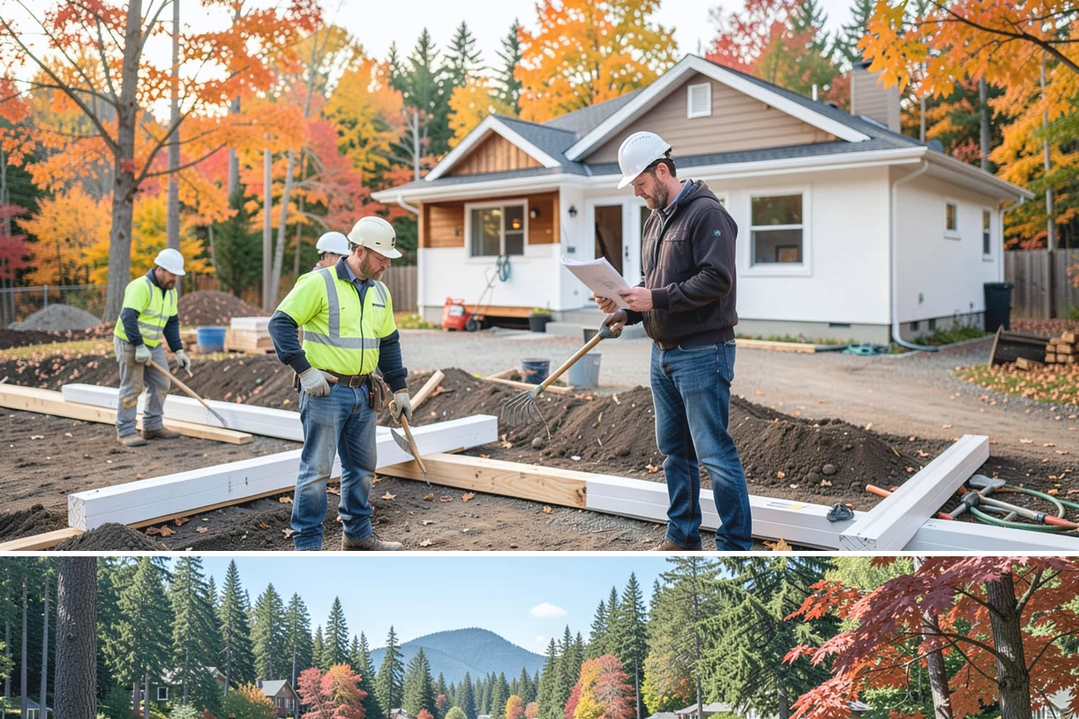 Stone Steps Construction in Covington, King County, WA - Dry summer and early-fall conditions make excavation and stone setting most efficient.