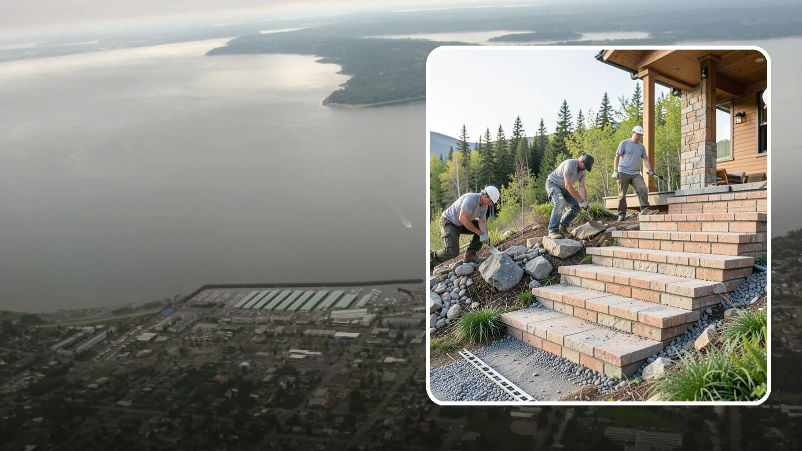 Stone Steps Construction in Des Moines, King County, WA - Setting natural stone steps that bring rugged Northwest character and lasting strength to your landscape or entry.
