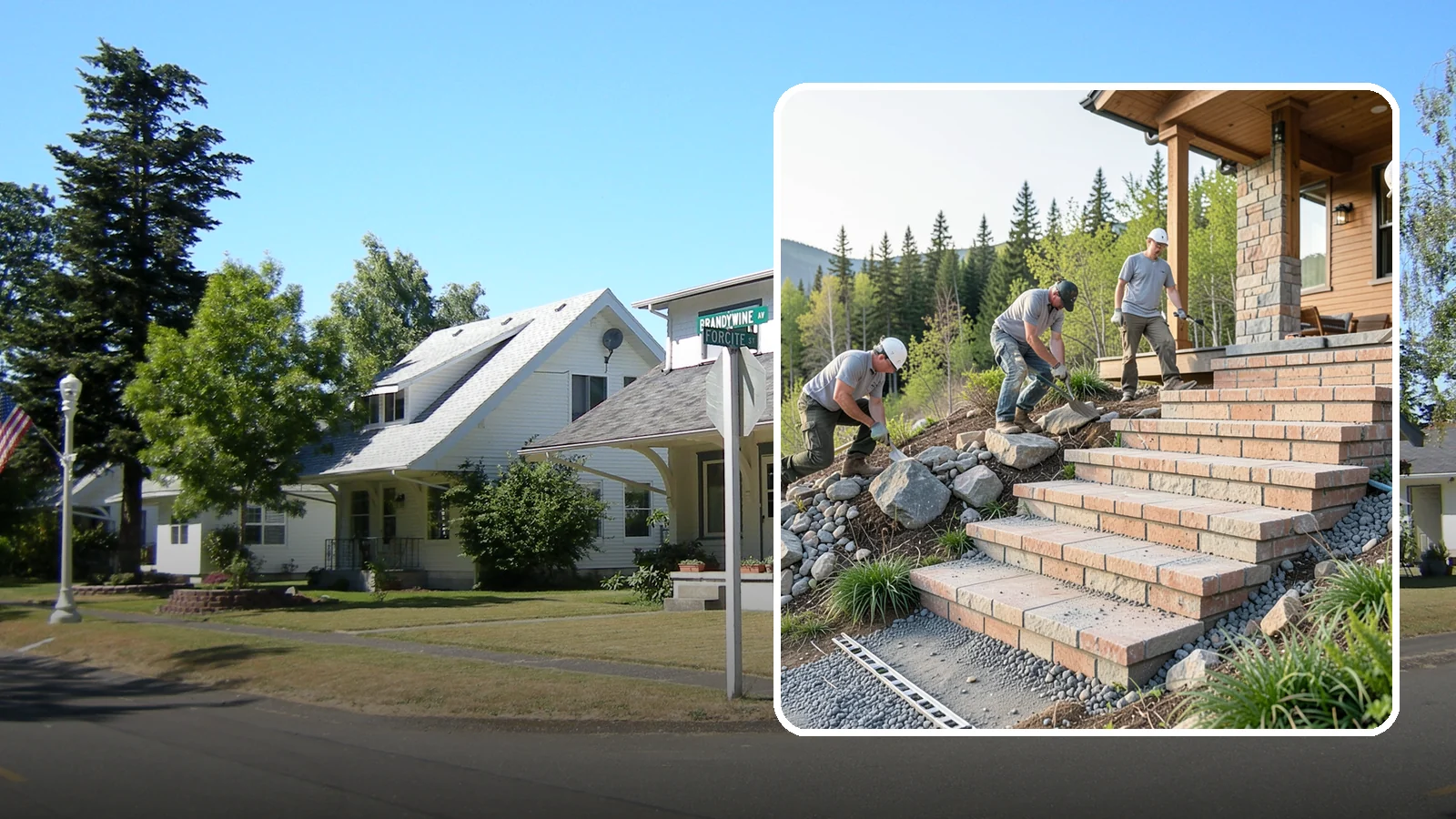 Stone Steps Construction in DuPont, Pierce County, WA - Setting natural stone steps that bring rugged Northwest character and lasting strength to your landscape or entry.