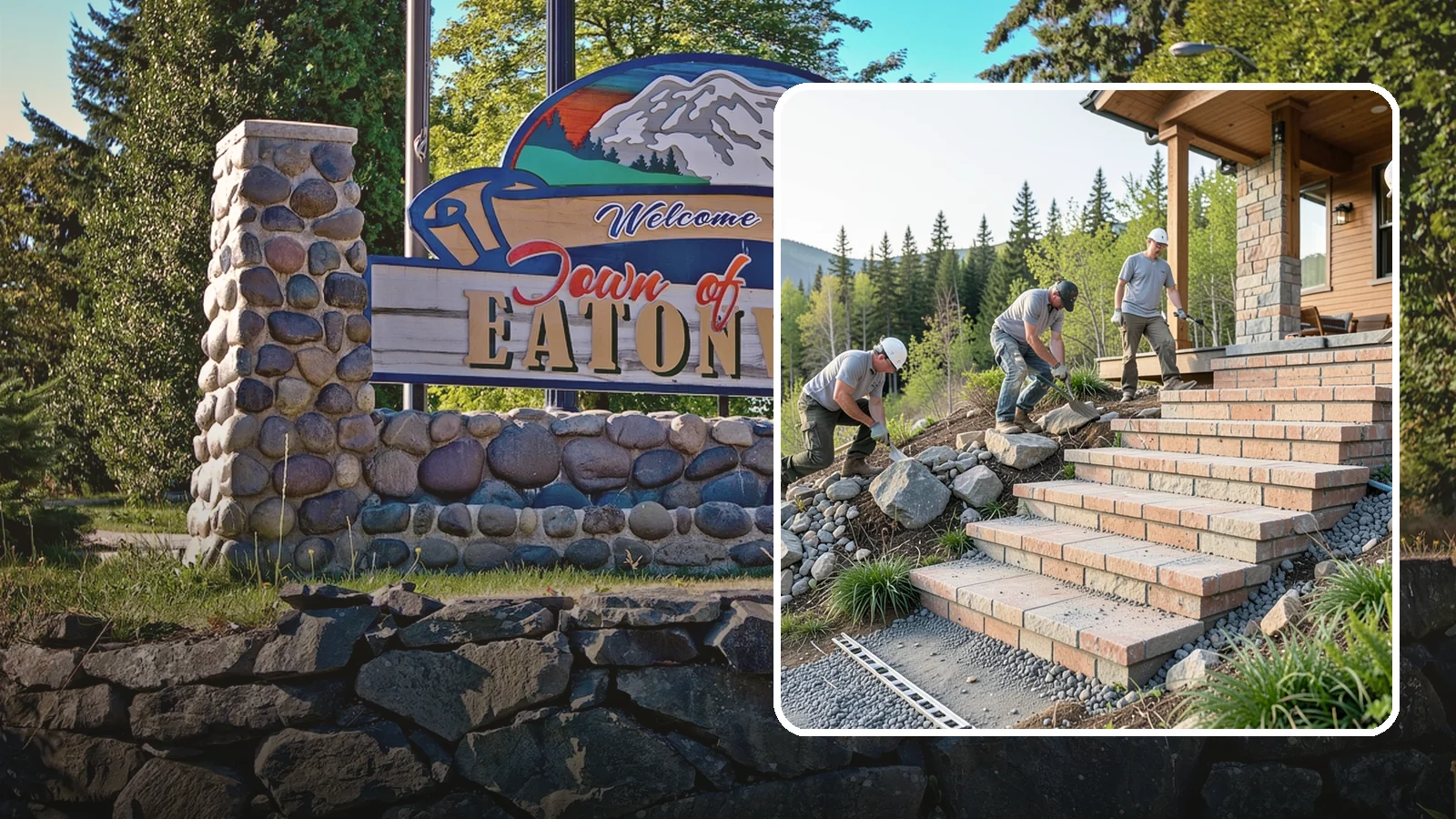 Stone Steps Construction in Eatonville, Pierce County, WA - Setting natural stone steps that bring rugged Northwest character and lasting strength to your landscape or entry.
