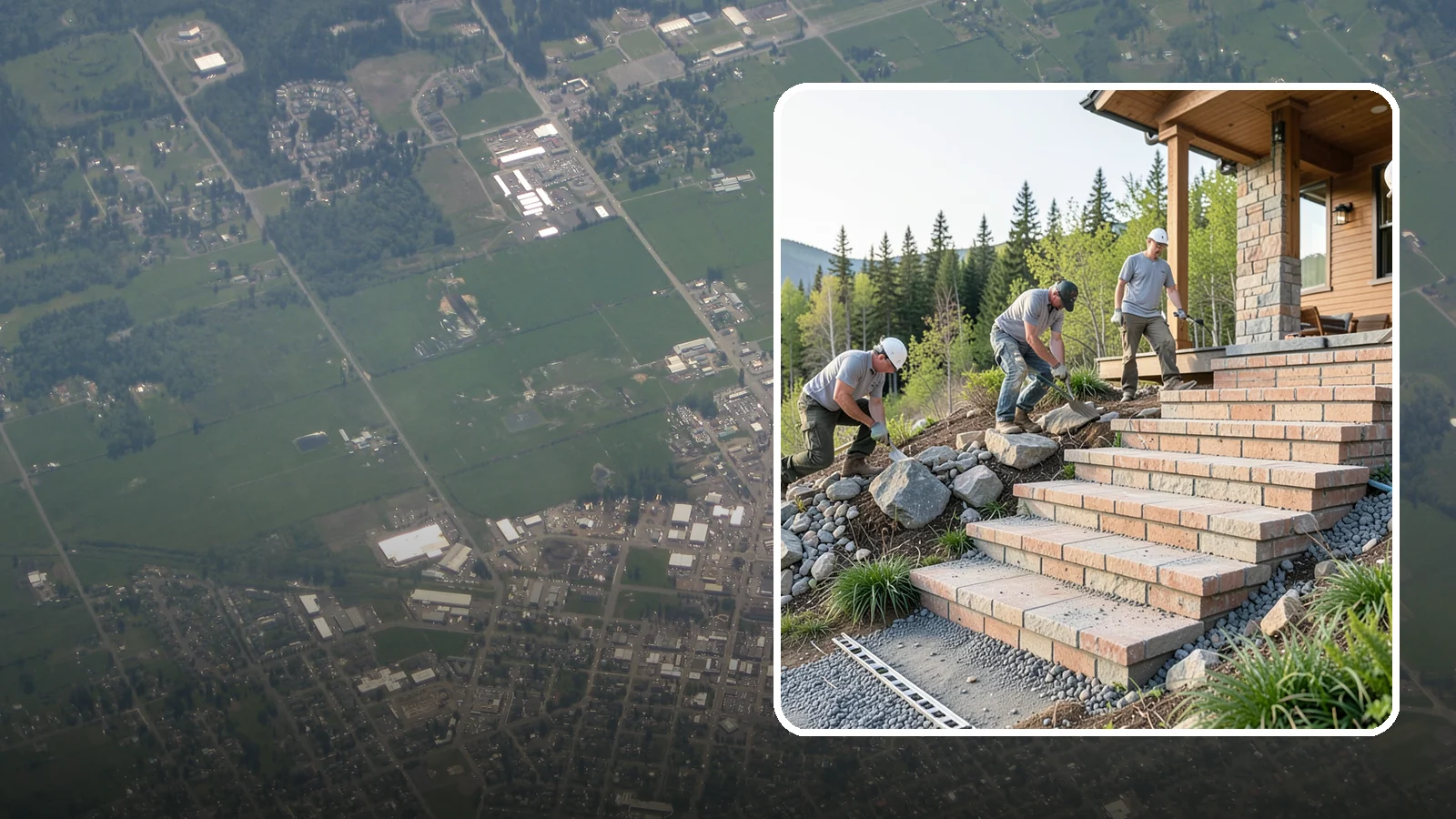 Stone Steps Construction in Enumclaw, King County, WA - Setting natural stone steps that bring rugged Northwest character and lasting strength to your landscape or entry.
