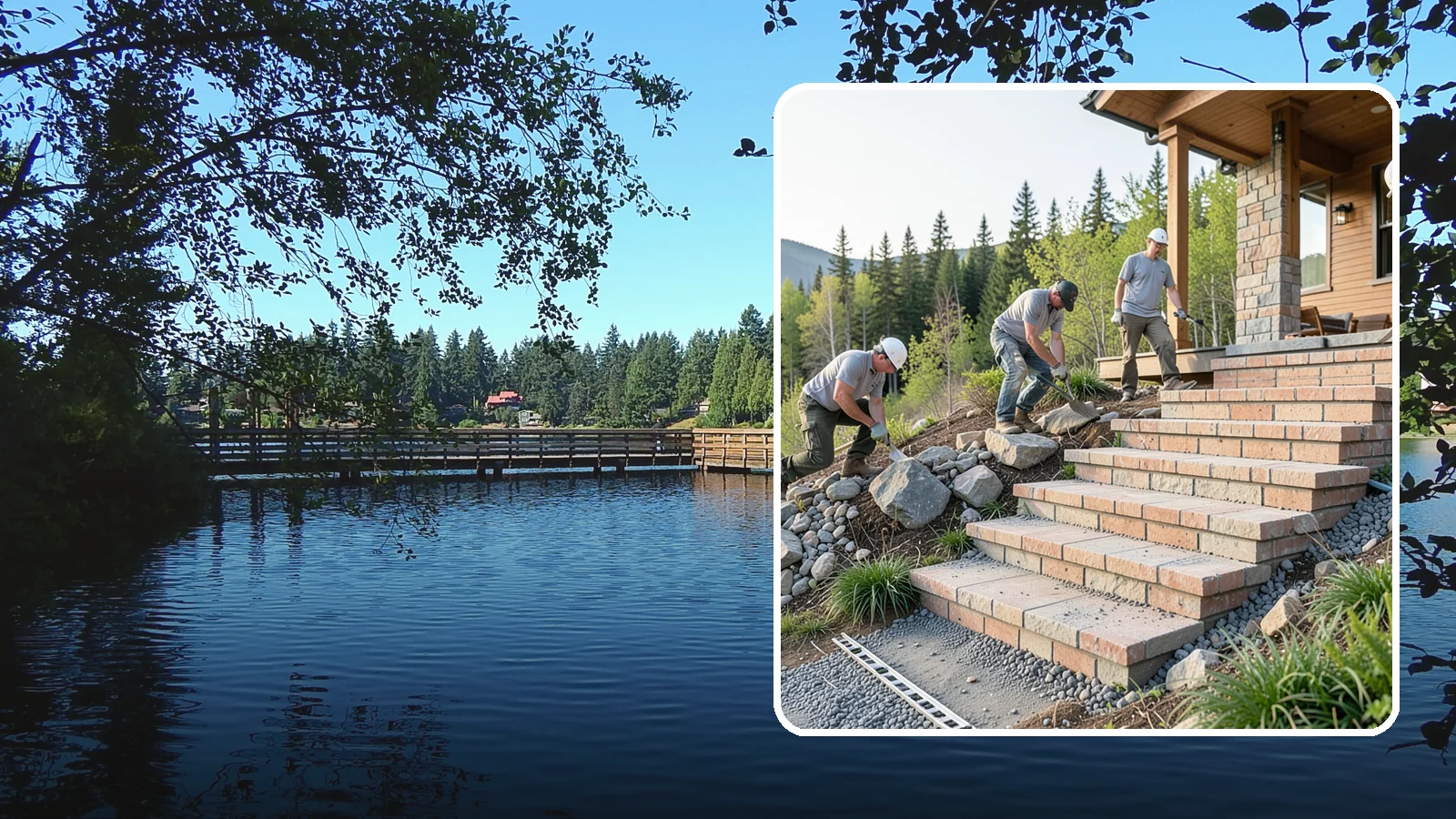 Stone Steps Construction in Federal Way, King County, WA - Setting natural stone steps that bring rugged Northwest character and lasting strength to your landscape or entry.