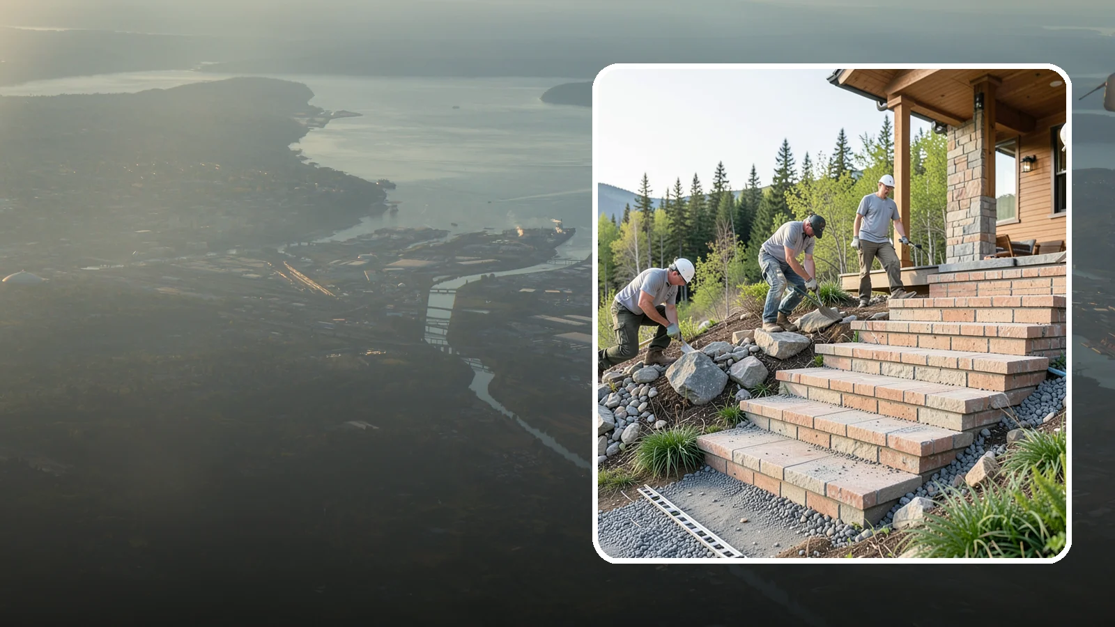 Stone Steps Construction in Fife, Pierce County, WA - Setting natural stone steps that bring rugged Northwest character and lasting strength to your landscape or entry.