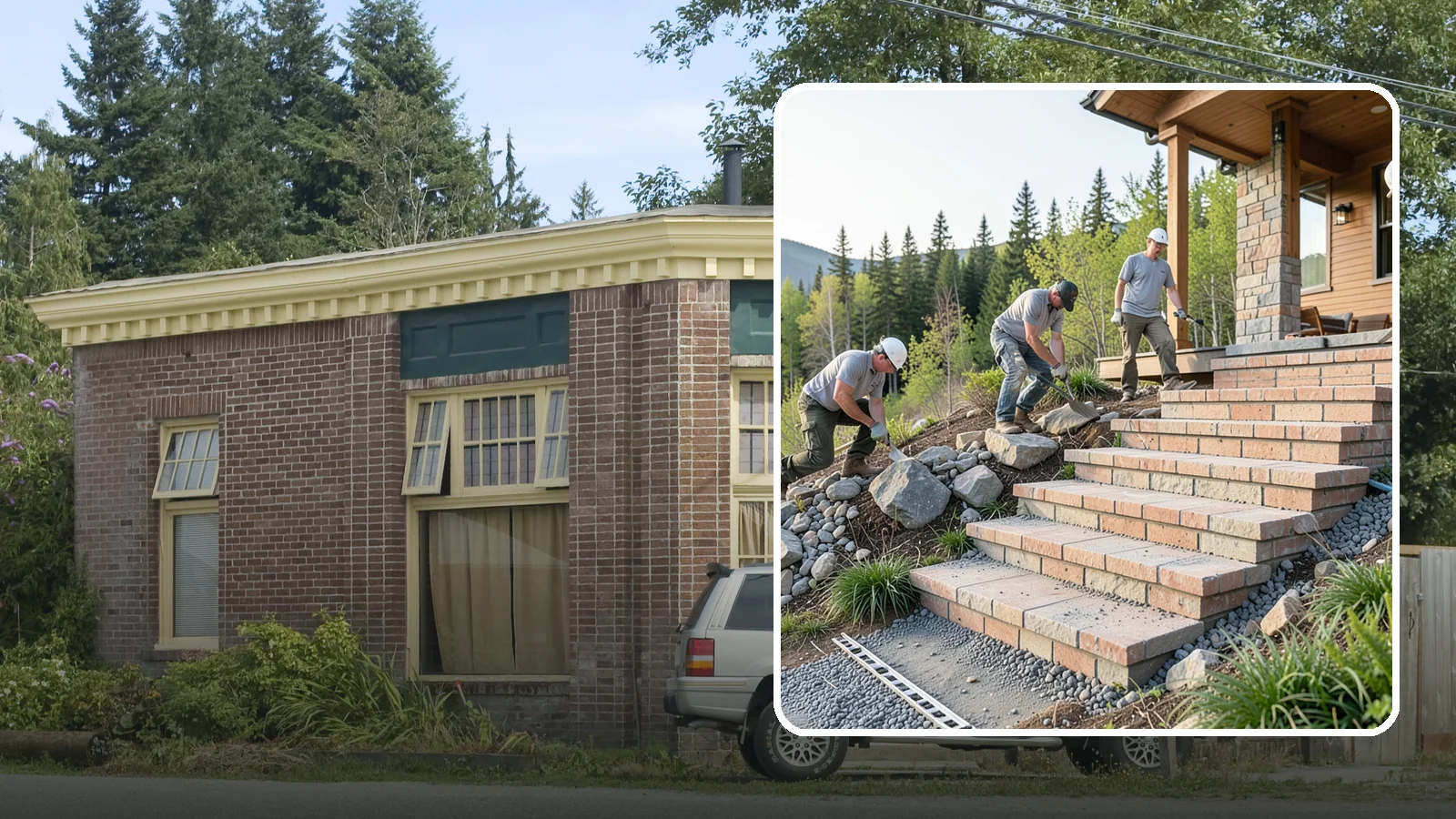 Stone Steps Construction in Hamilton, Skagit County, WA - Setting natural stone steps that bring rugged Northwest character and lasting strength to your landscape or entry.