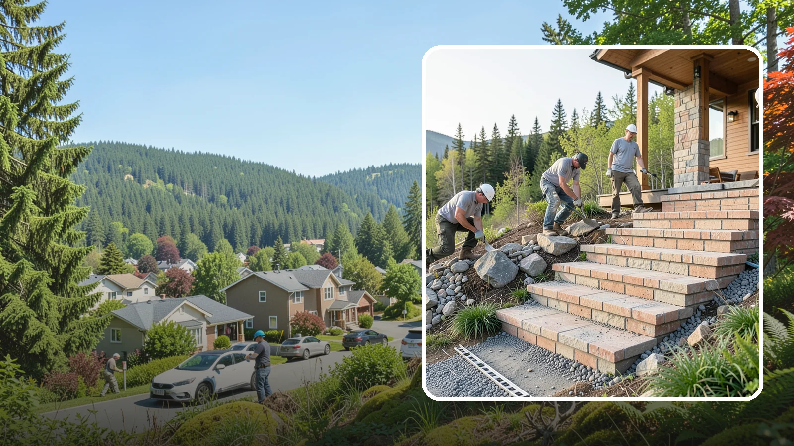 Stone Steps Construction in Index, Snohomish County, WA - Setting natural stone steps that bring rugged Northwest character and lasting strength to your landscape or entry.