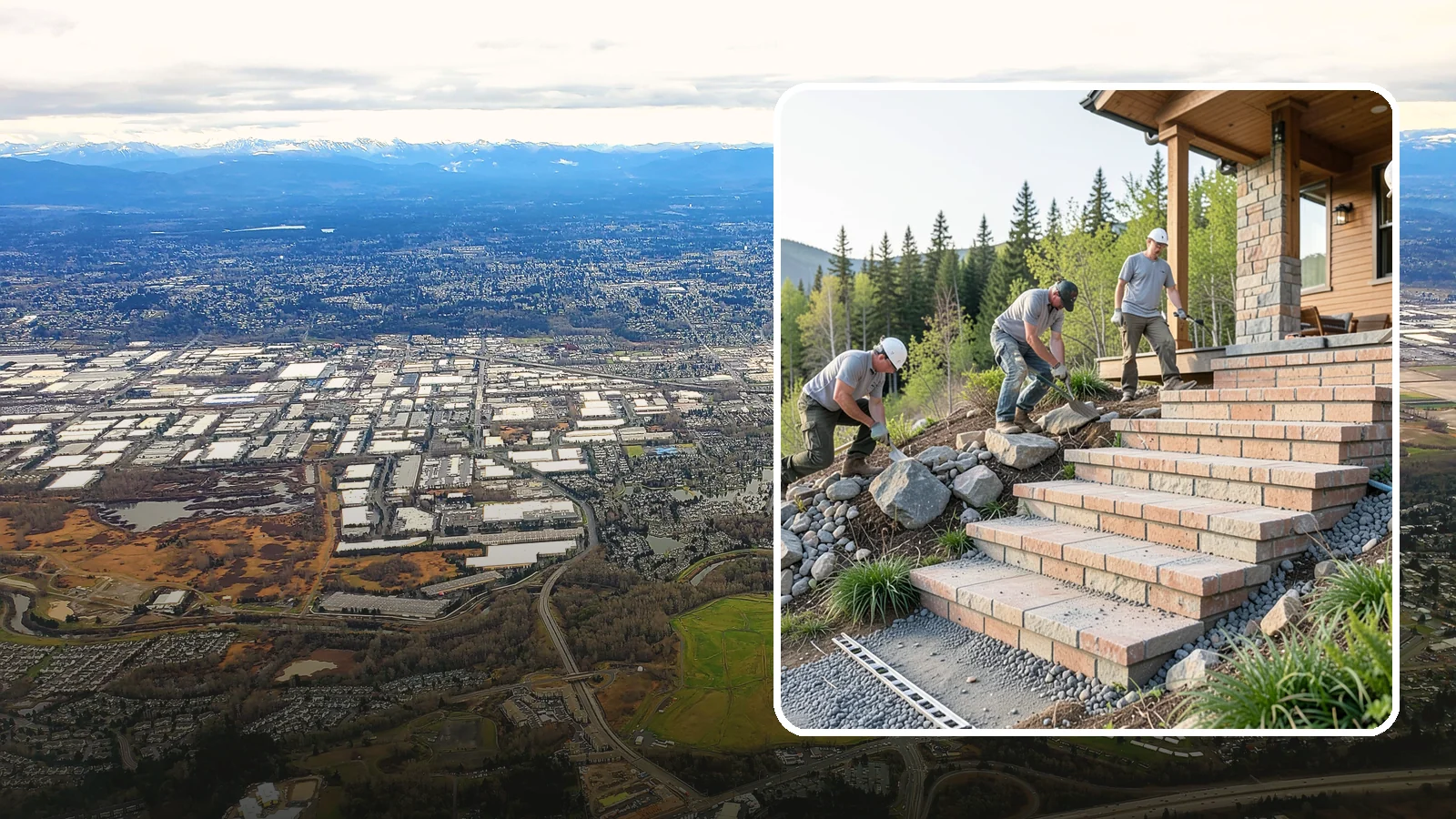 Stone Steps Construction in Kent, King County, WA - Setting natural stone steps that bring rugged Northwest character and lasting strength to your landscape or entry.