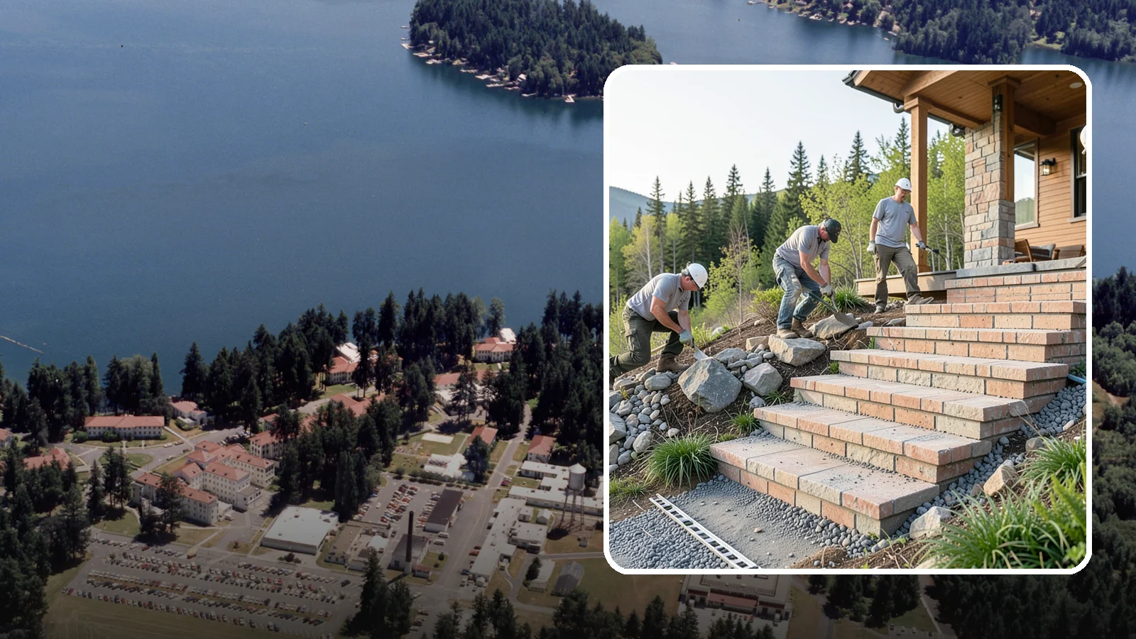 Stone Steps Construction in Lakewood, Pierce County, WA - Setting natural stone steps that bring rugged Northwest character and lasting strength to your landscape or entry.