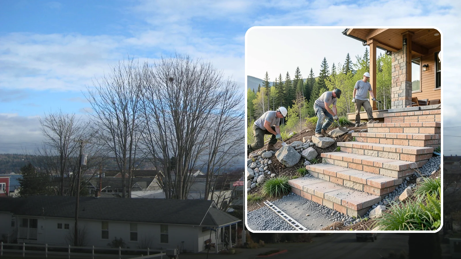 Stone Steps Construction in Langley, Island County, WA - Setting natural stone steps that bring rugged Northwest character and lasting strength to your landscape or entry.