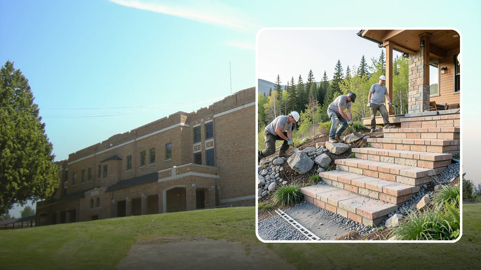Stone Steps Construction in Maple Valley, King County, WA - Setting natural stone steps that bring rugged Northwest character and lasting strength to your landscape or entry.