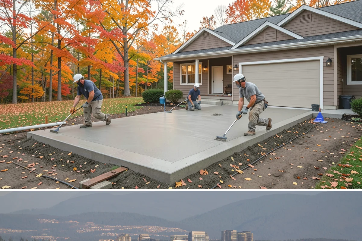 Stone Steps Construction in Medina, King County, WA - Dry summer and early-fall conditions make excavation and stone setting most efficient.