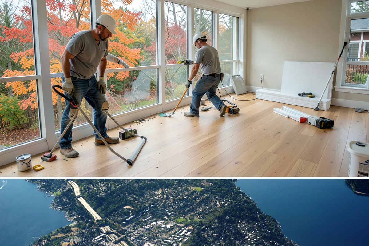 Stone Steps Construction in Mercer Island, King County, WA - Dry summer and early-fall conditions make excavation and stone setting most efficient.