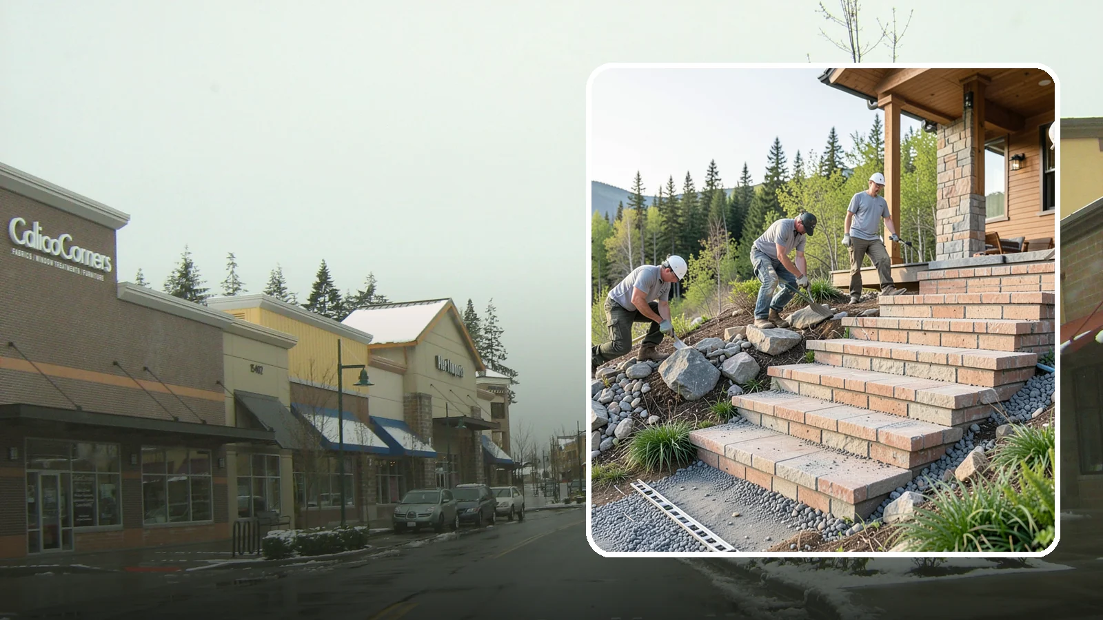 Stone Steps Construction in Mill Creek, Snohomish County, WA - Setting natural stone steps that bring rugged Northwest character and lasting strength to your landscape or entry.