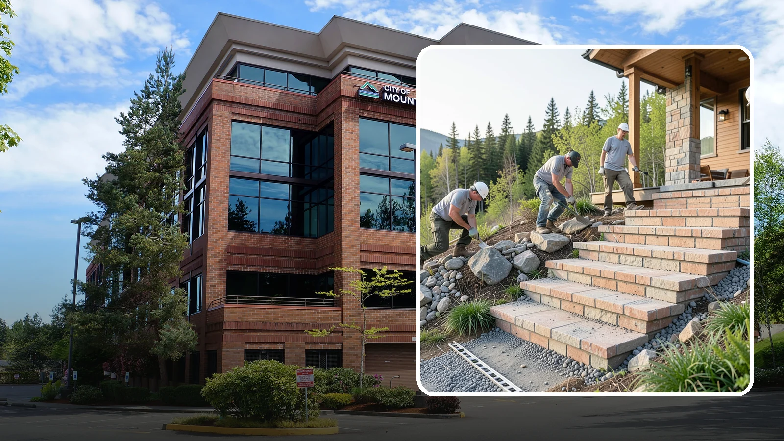 Stone Steps Construction in Mountlake Terrace, Snohomish County, WA - Setting natural stone steps that bring rugged Northwest character and lasting strength to your landscape or entry.