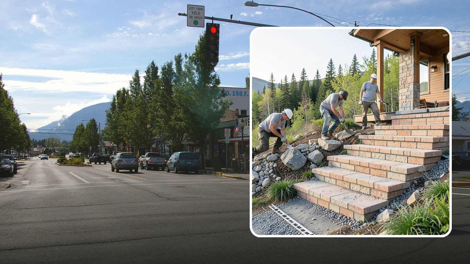 Stone Steps Construction in North Bend, King County, WA - Setting natural stone steps that bring rugged Northwest character and lasting strength to your landscape or entry.