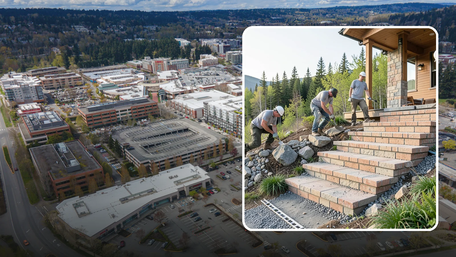 Stone Steps Construction in Redmond, King County, WA - Setting natural stone steps that bring rugged Northwest character and lasting strength to your landscape or entry.