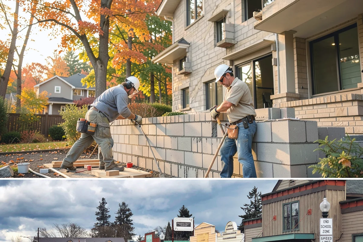 Stone Steps Construction in Roy, Pierce County, WA - Dry summer and early-fall conditions make excavation and stone setting most efficient.