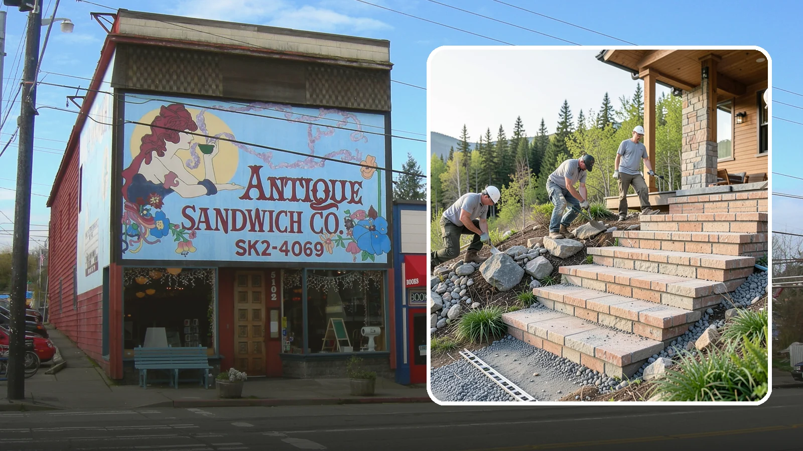 Stone Steps Construction in Ruston, Pierce County, WA - Setting natural stone steps that bring rugged Northwest character and lasting strength to your landscape or entry.